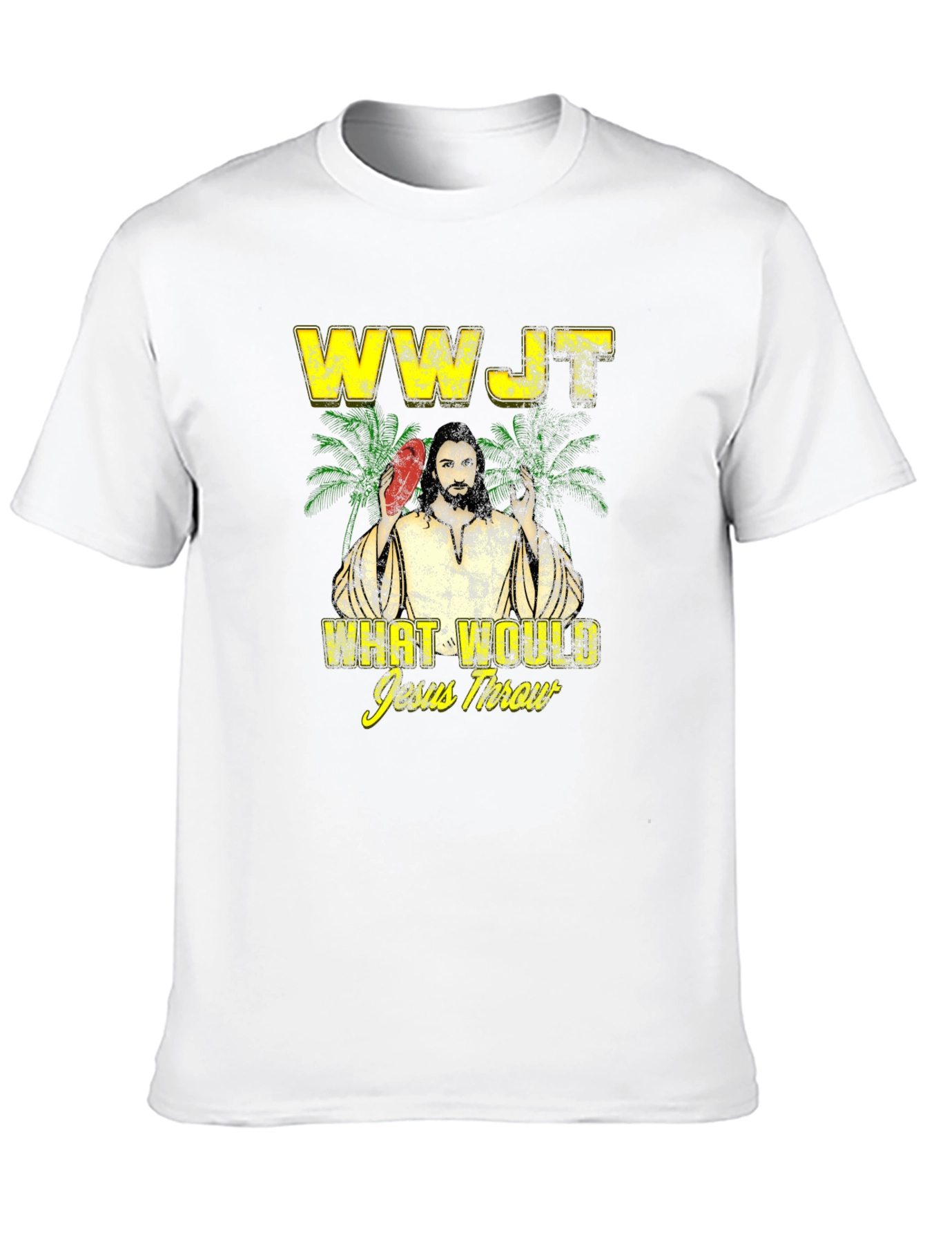 WWJT What Would Jesus Throw Black Graphic T-Shirt