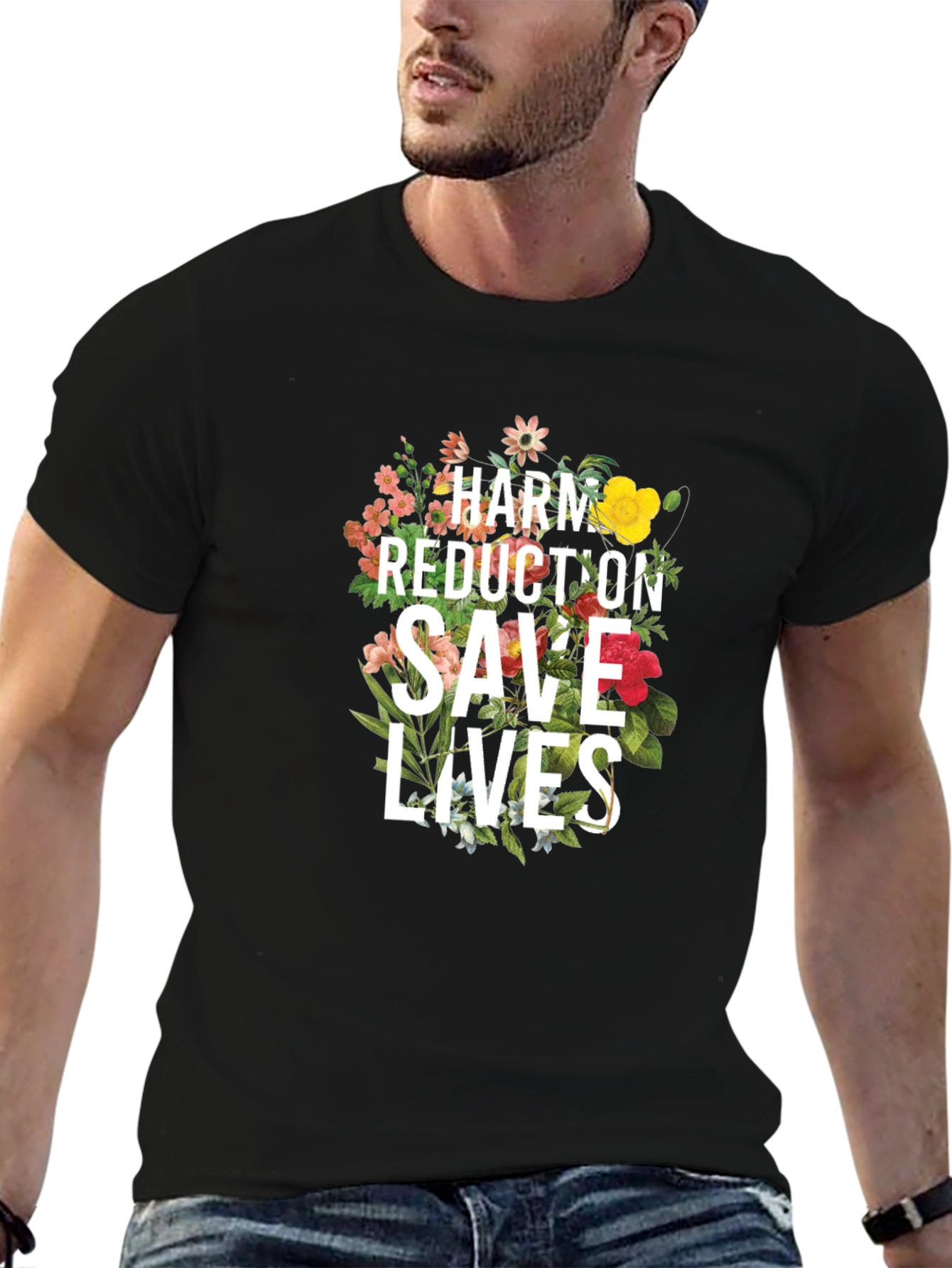 Harm Reduction Saves Lives Floral T-Shirt