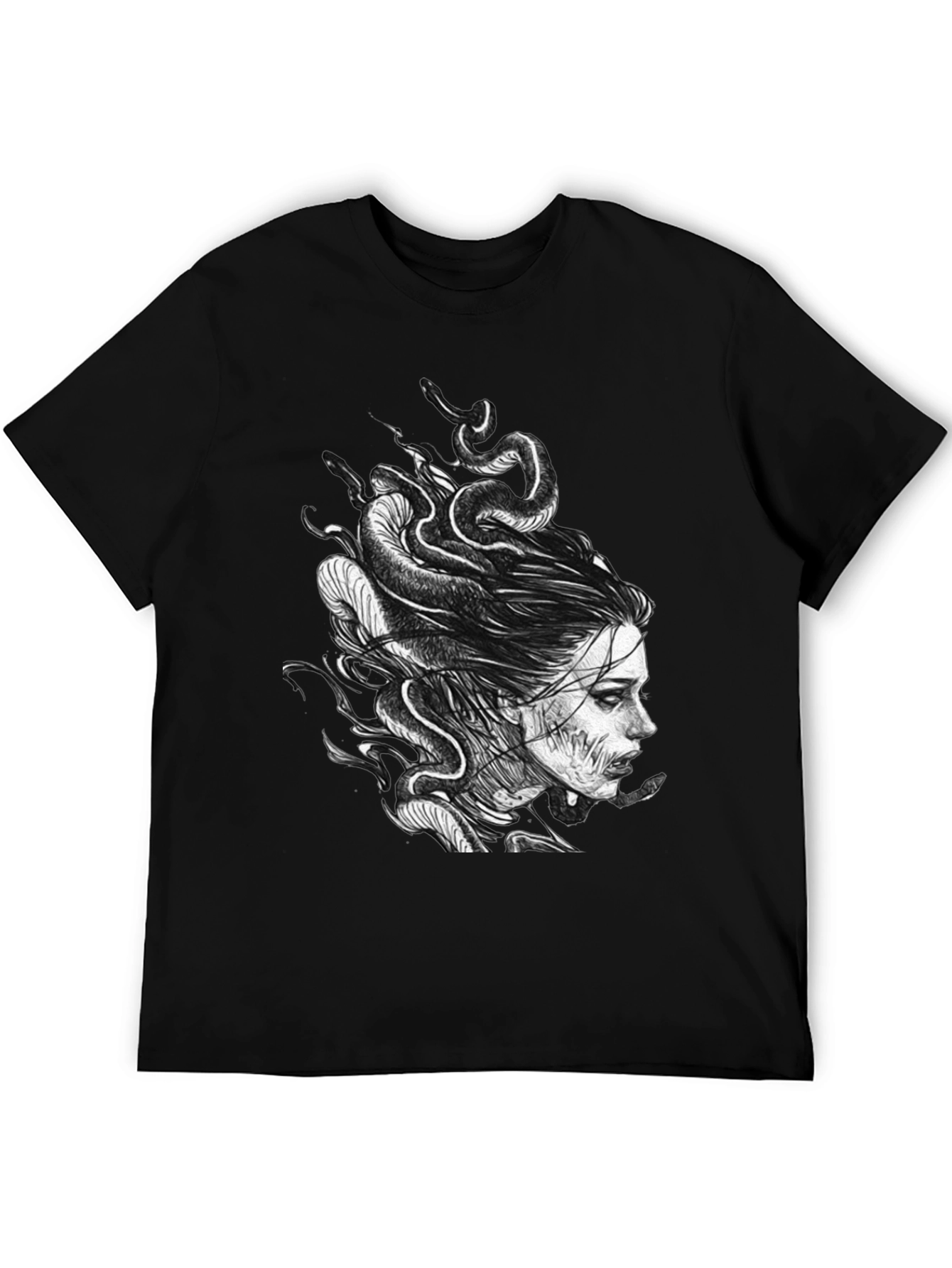 Medusa Graphic Print T-Shirt - Black