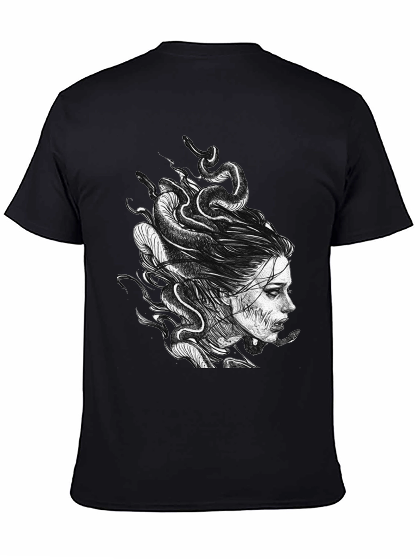 Medusa Graphic Print T-Shirt - Black