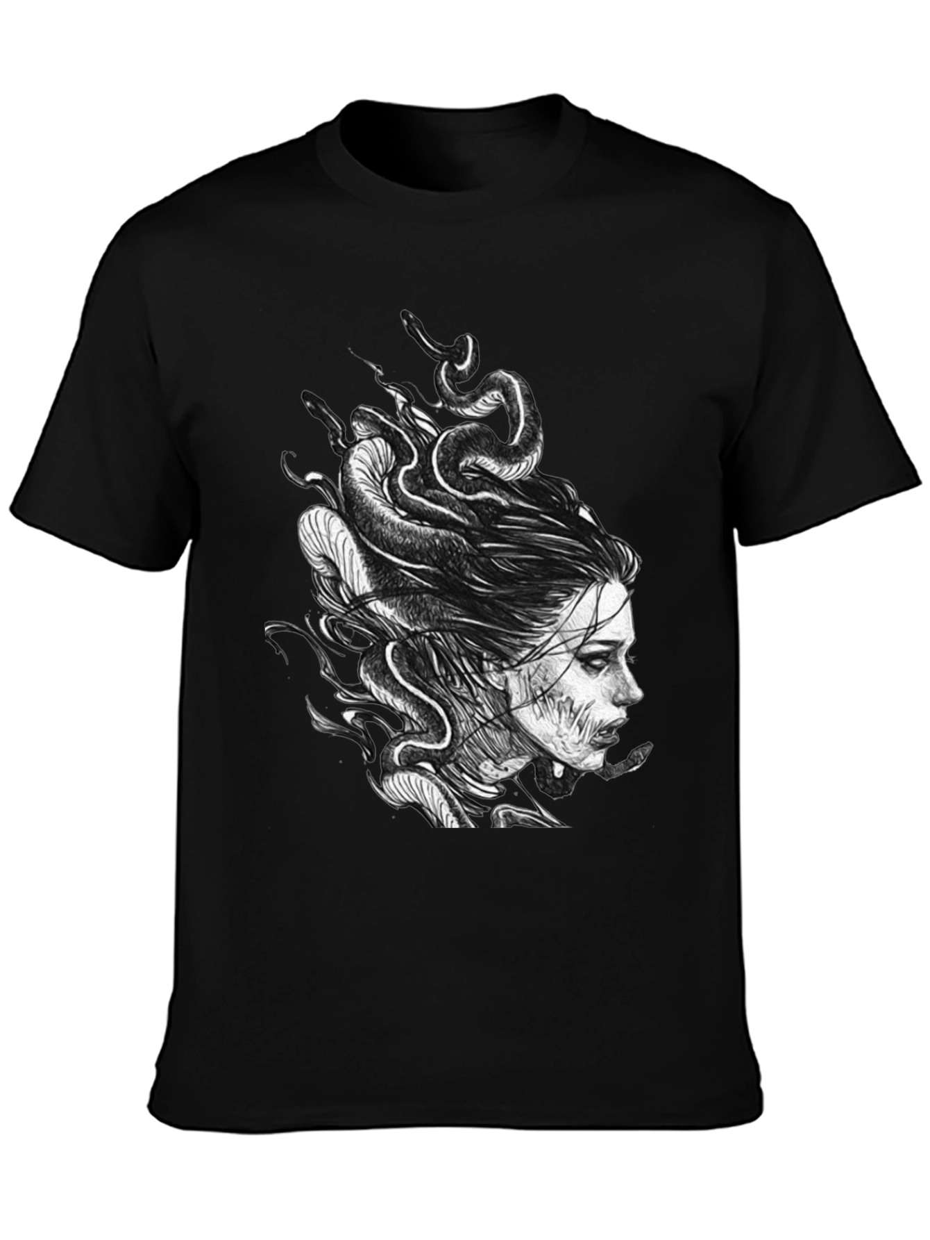 Medusa Graphic Print T-Shirt - Black