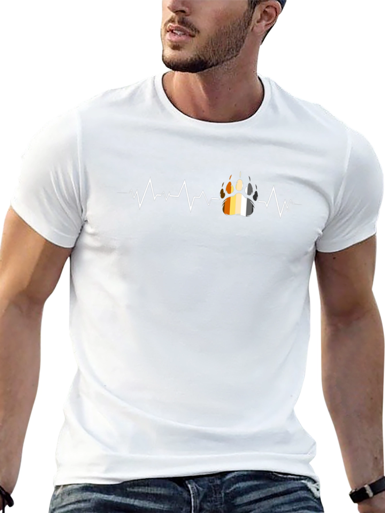 Bear Pride Paw Print Heartbeat T-Shirt