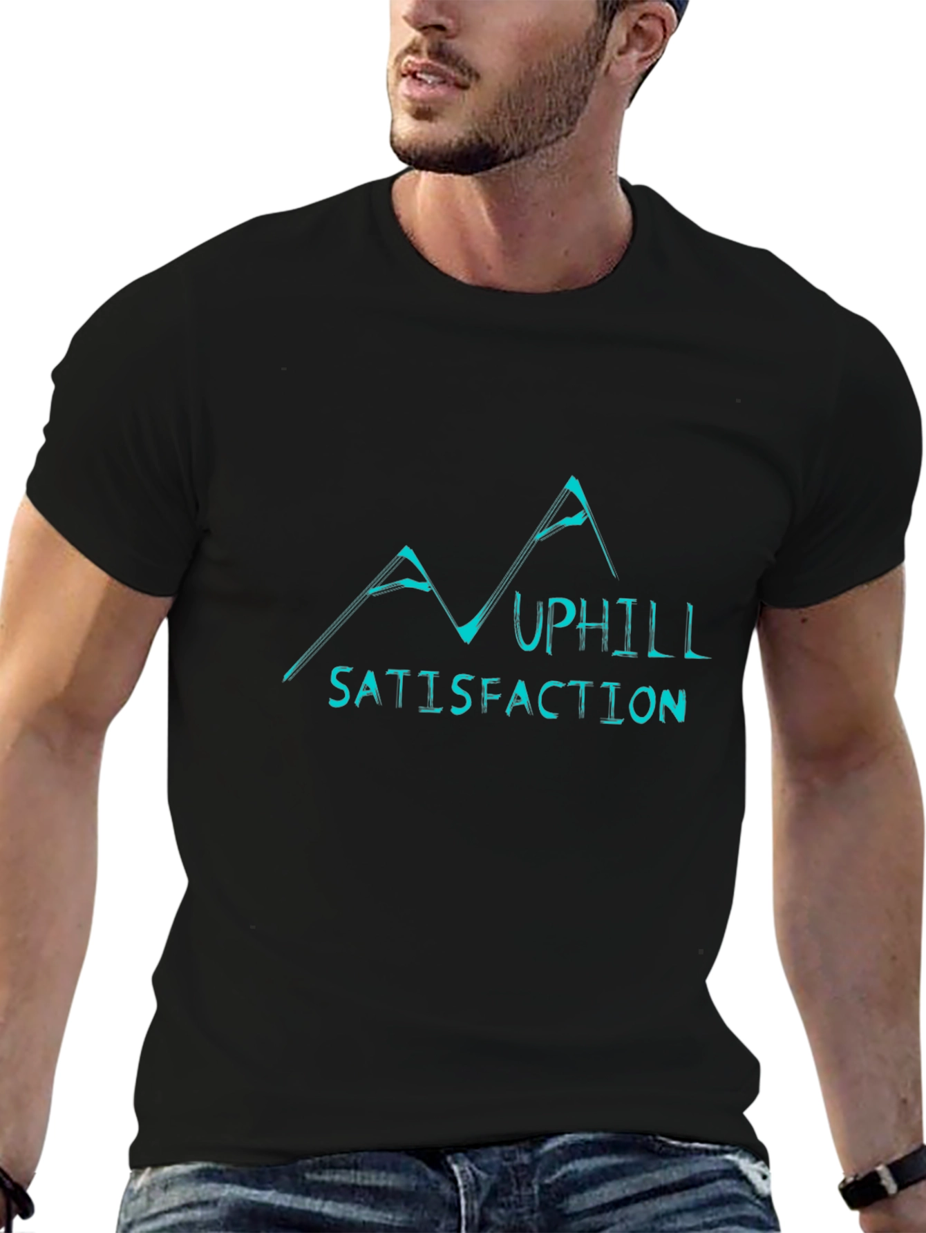 Uphill Satisfaction Graphic Black T-Shirt