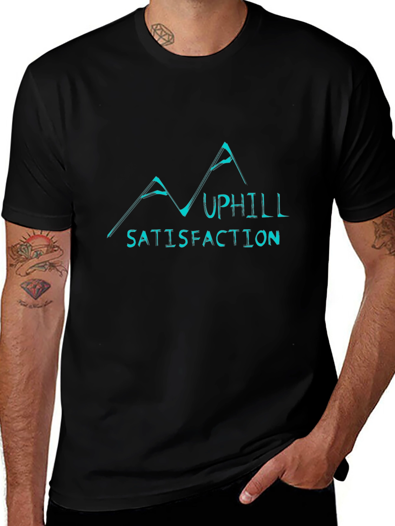 Uphill Satisfaction Graphic Black T-Shirt