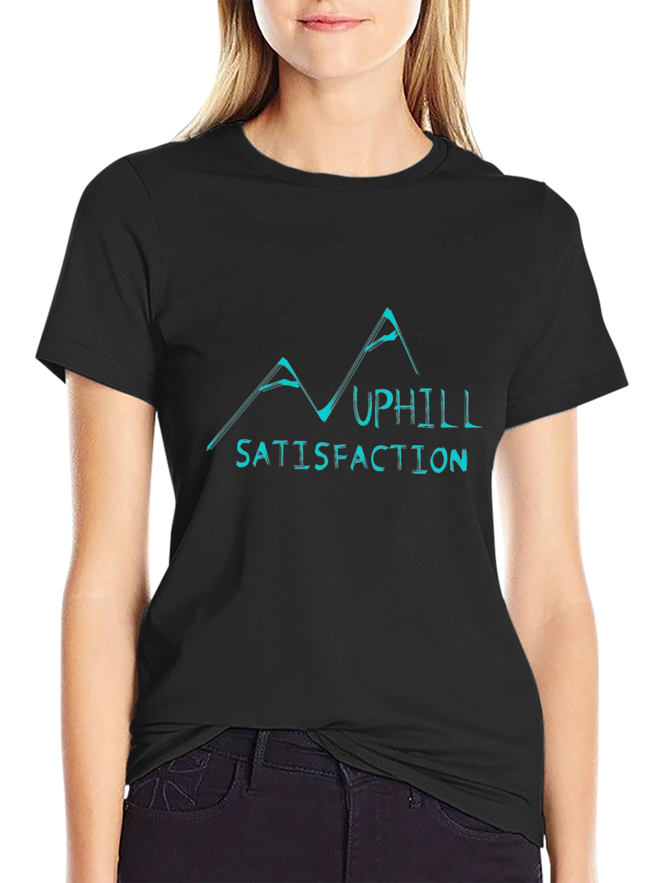 Uphill Satisfaction Graphic Black T-Shirt