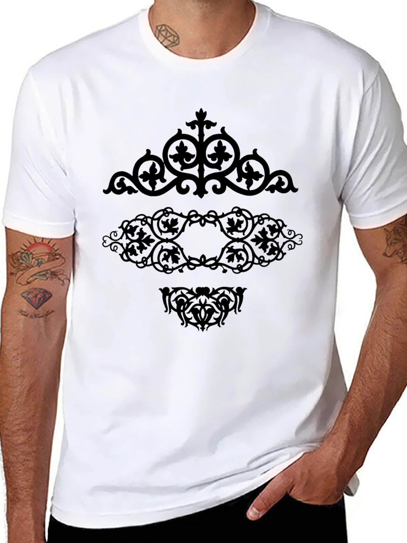 Ornate Scrollwork Black Graphic Tee