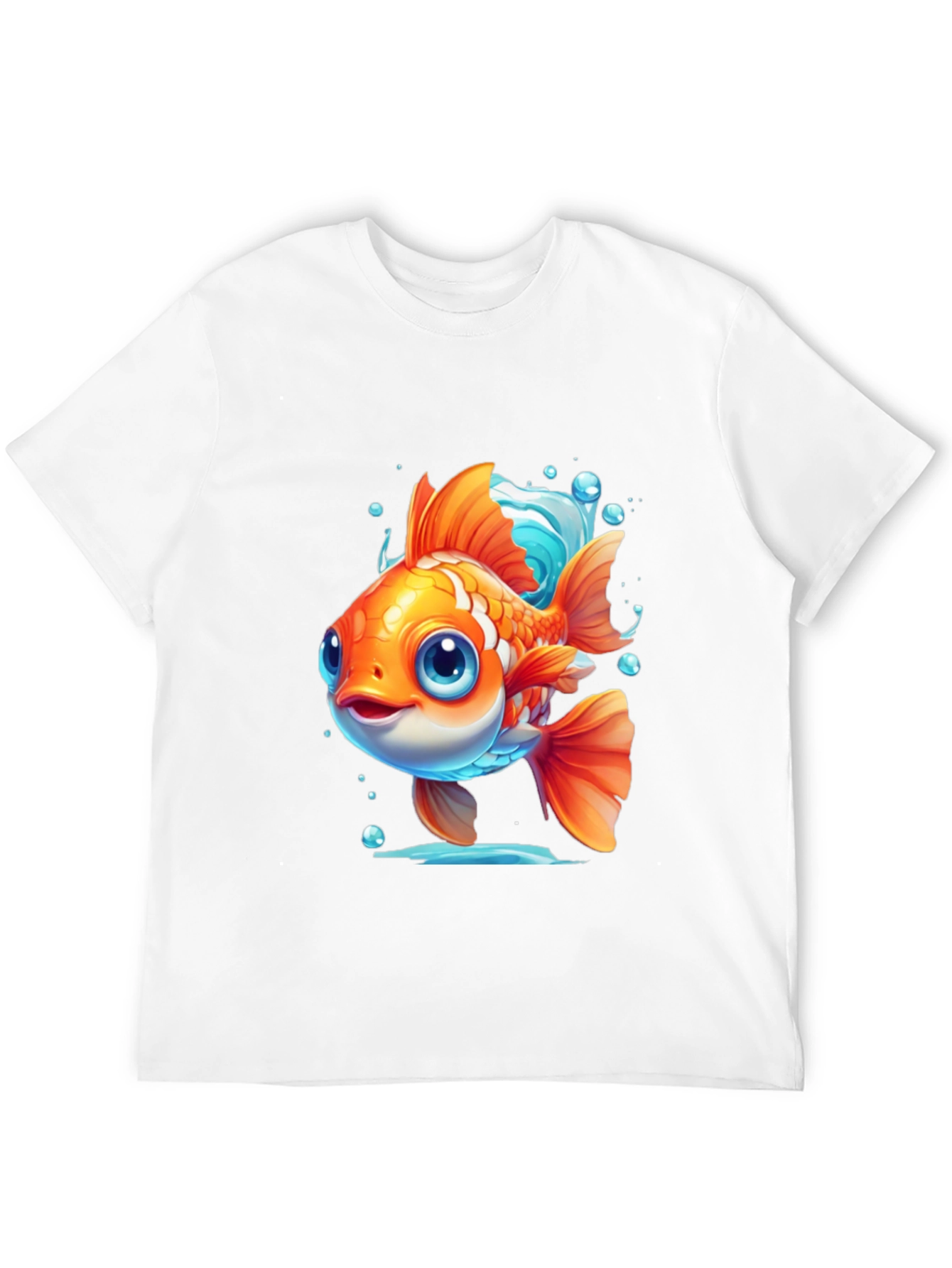 Cartoon Goldfish Graphic Tee - Black