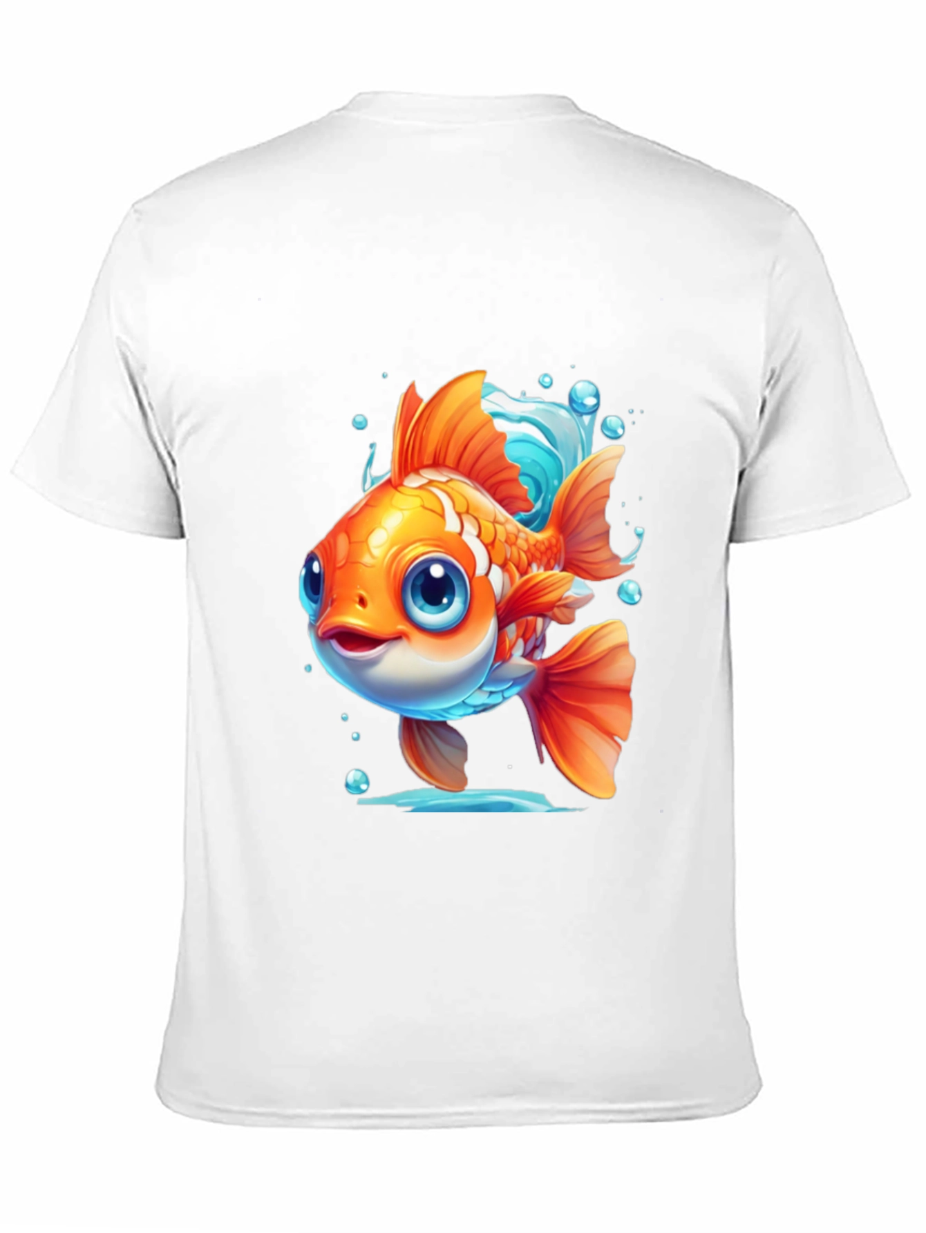 Cartoon Goldfish Graphic Tee - Black