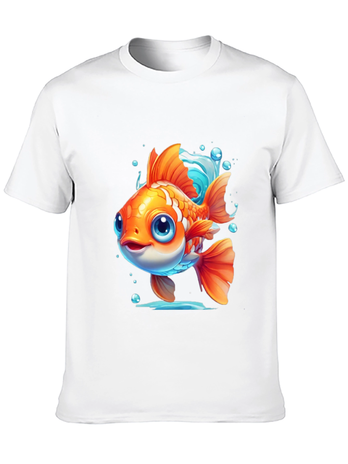 Cartoon Goldfish Graphic Tee - Black