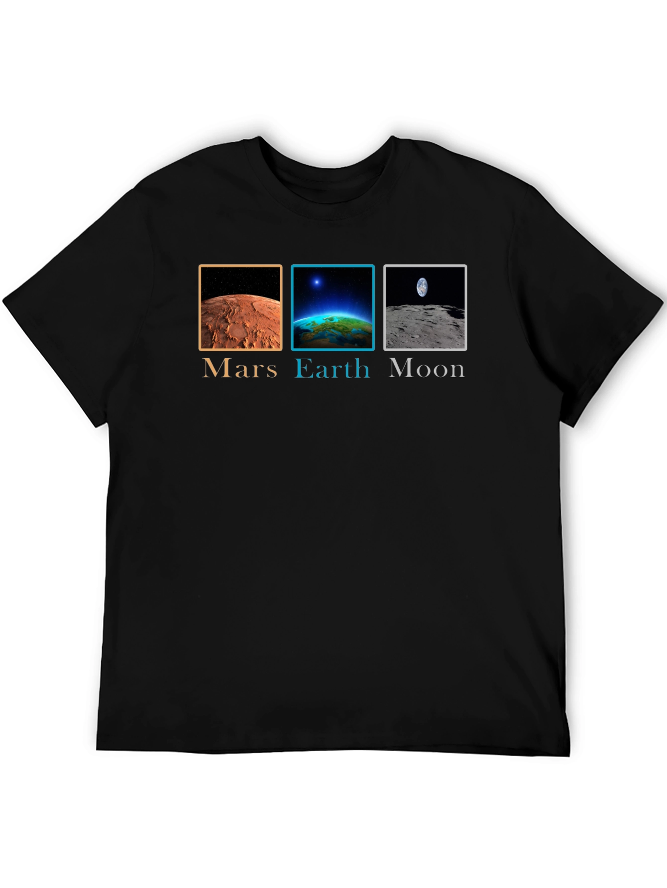 Mars Earth Moon Graphic Tee - Space Planets T-Shirt