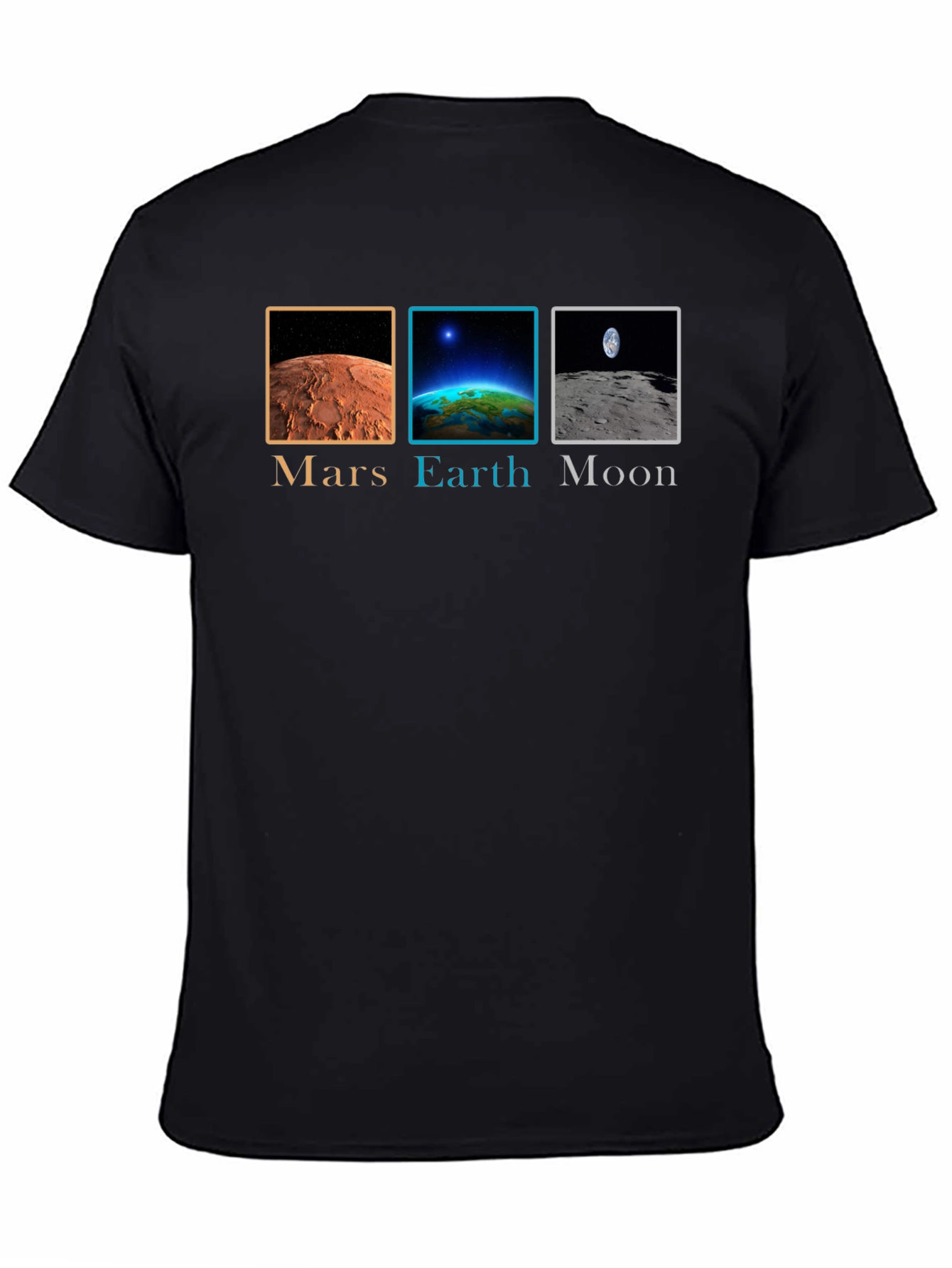 Mars Earth Moon Graphic Tee - Space Planets T-Shirt