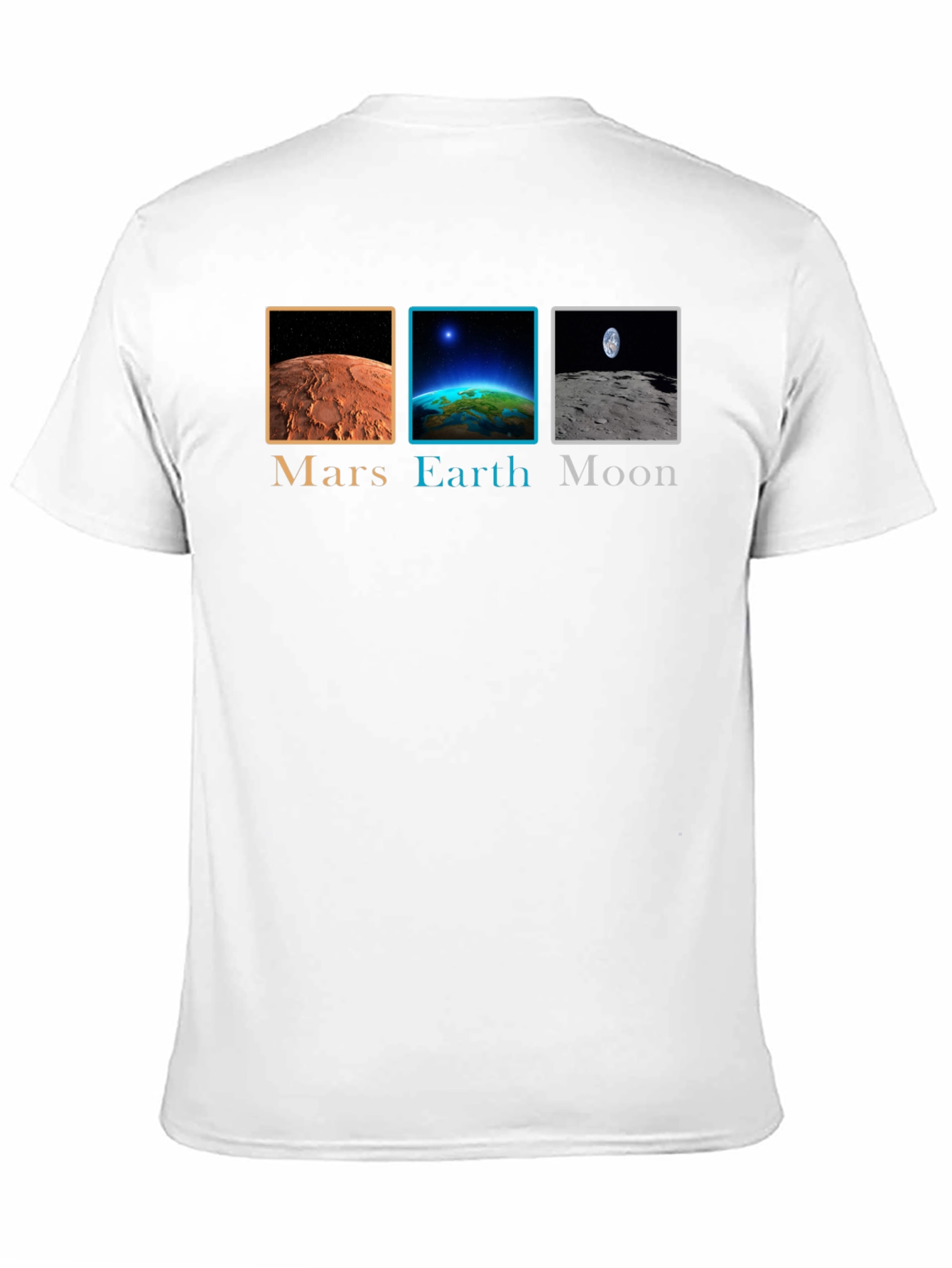 Mars Earth Moon Graphic Tee - Space Planets T-Shirt