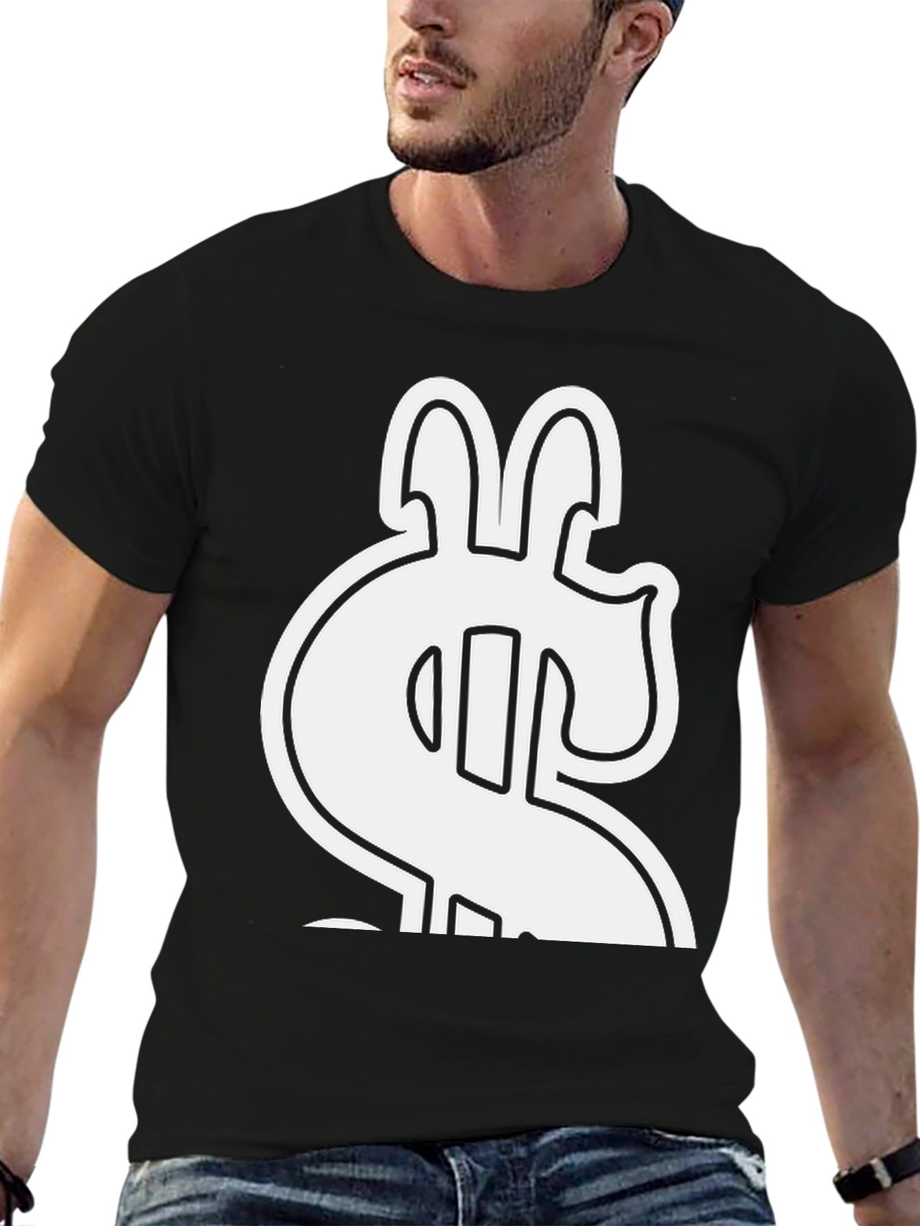 Bold Dollar Sign Graphic Tee - Classic Black