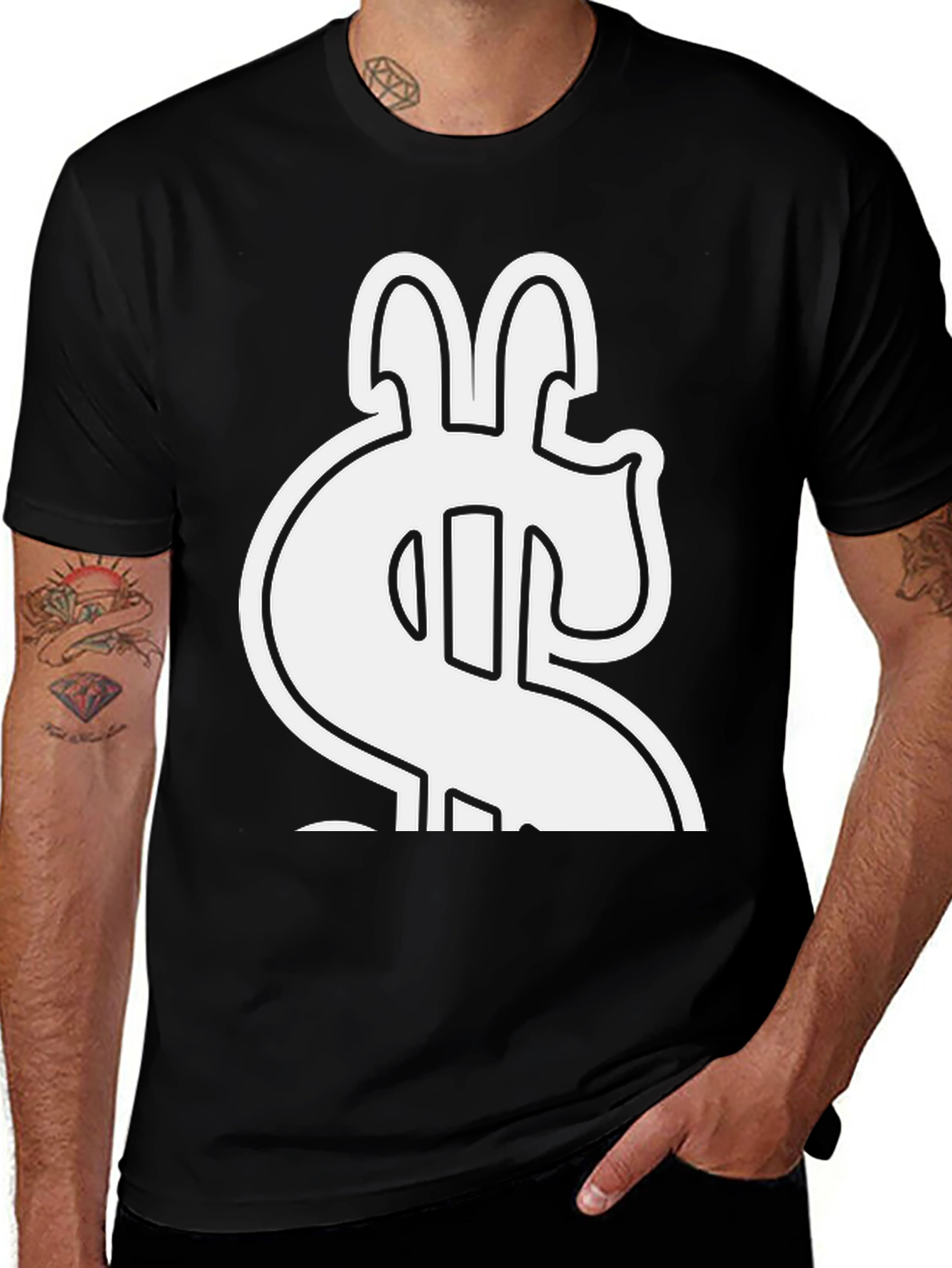 Bold Dollar Sign Graphic Tee - Classic Black