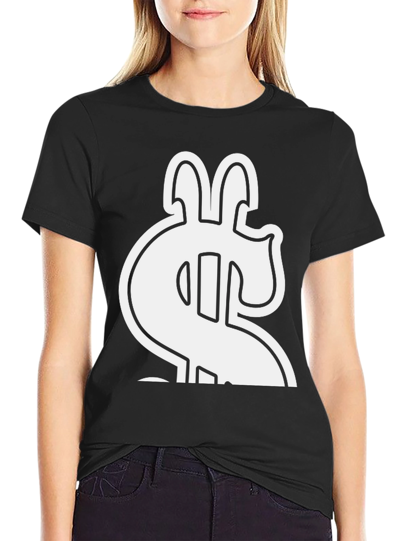 Bold Dollar Sign Graphic Tee - Classic Black