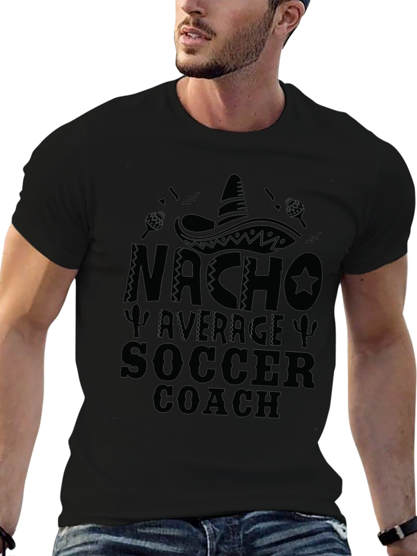 Nacho Average Soccer Coach Black T-Shirt