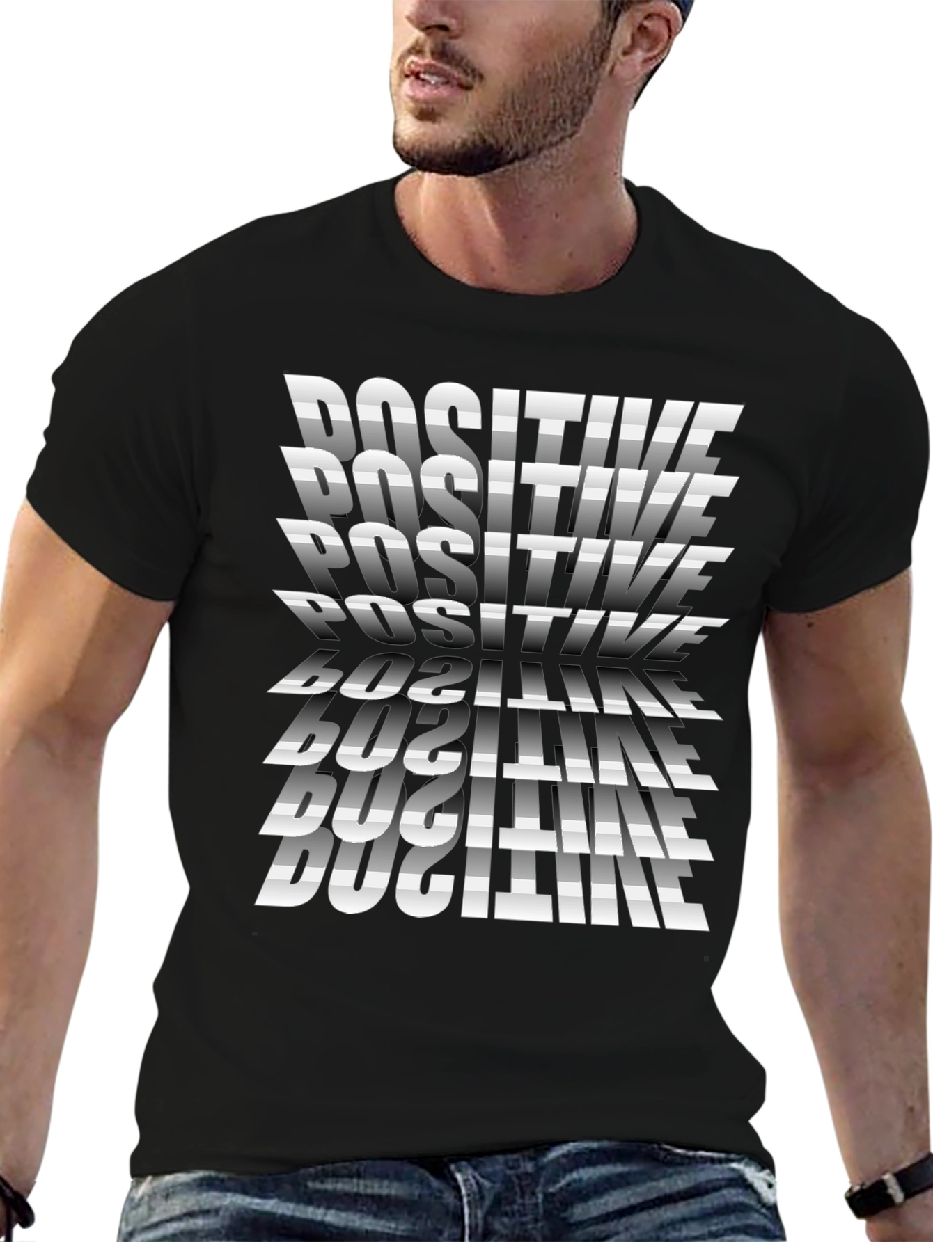 Positive Vibes Graphic Tee - Black Cotton T-Shirt