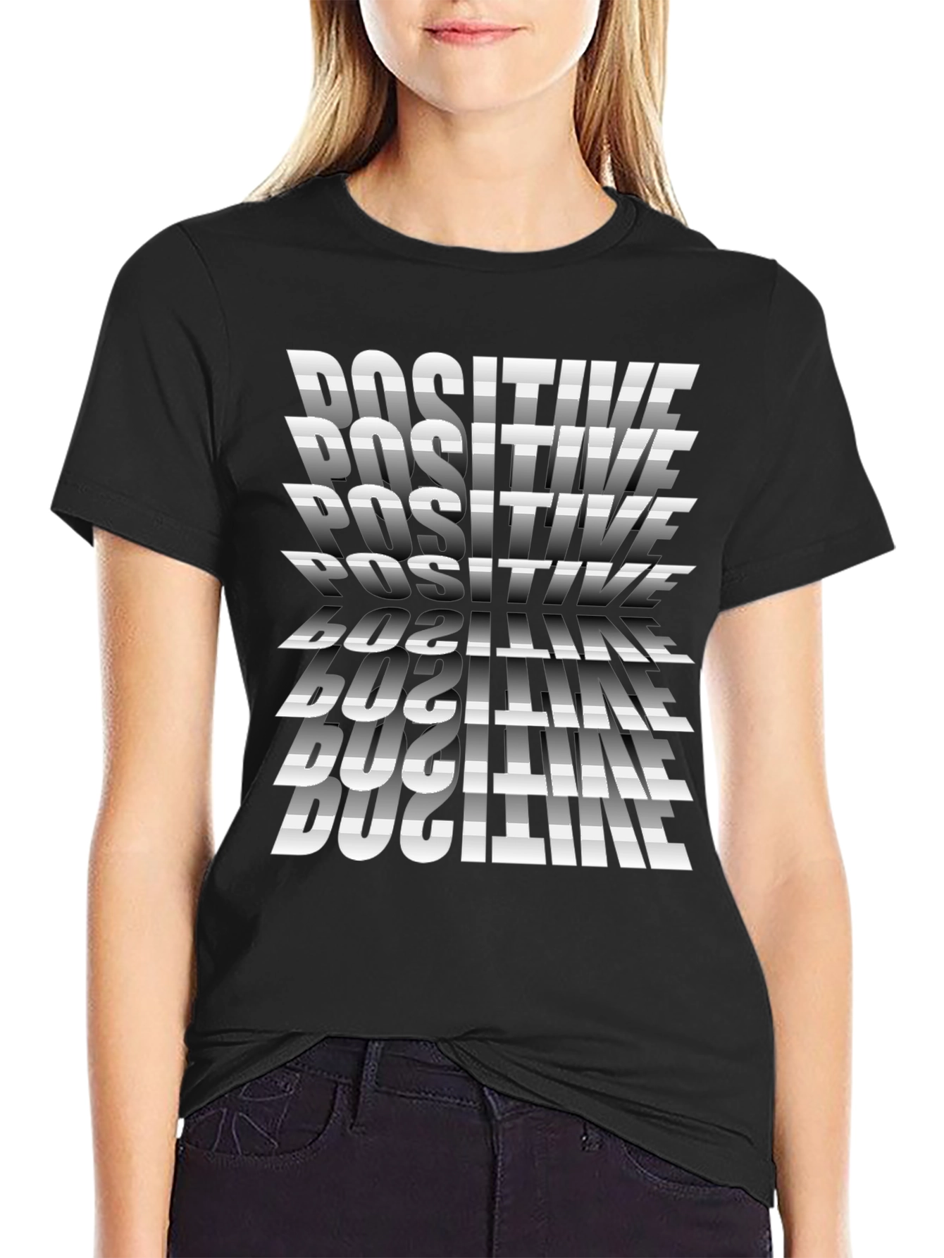 Positive Vibes Graphic Tee - Black Cotton T-Shirt