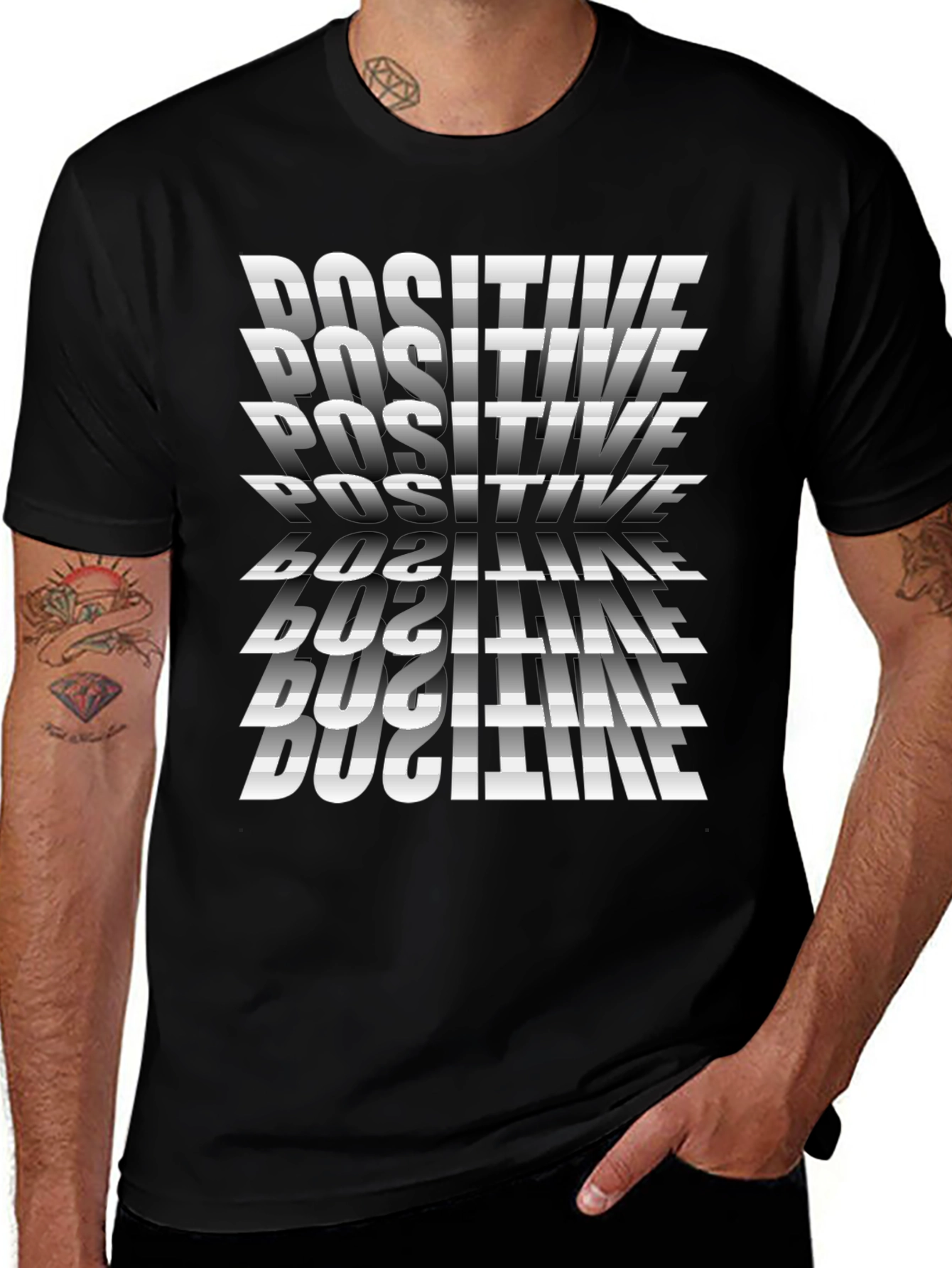 Positive Vibes Graphic Tee - Black Cotton T-Shirt