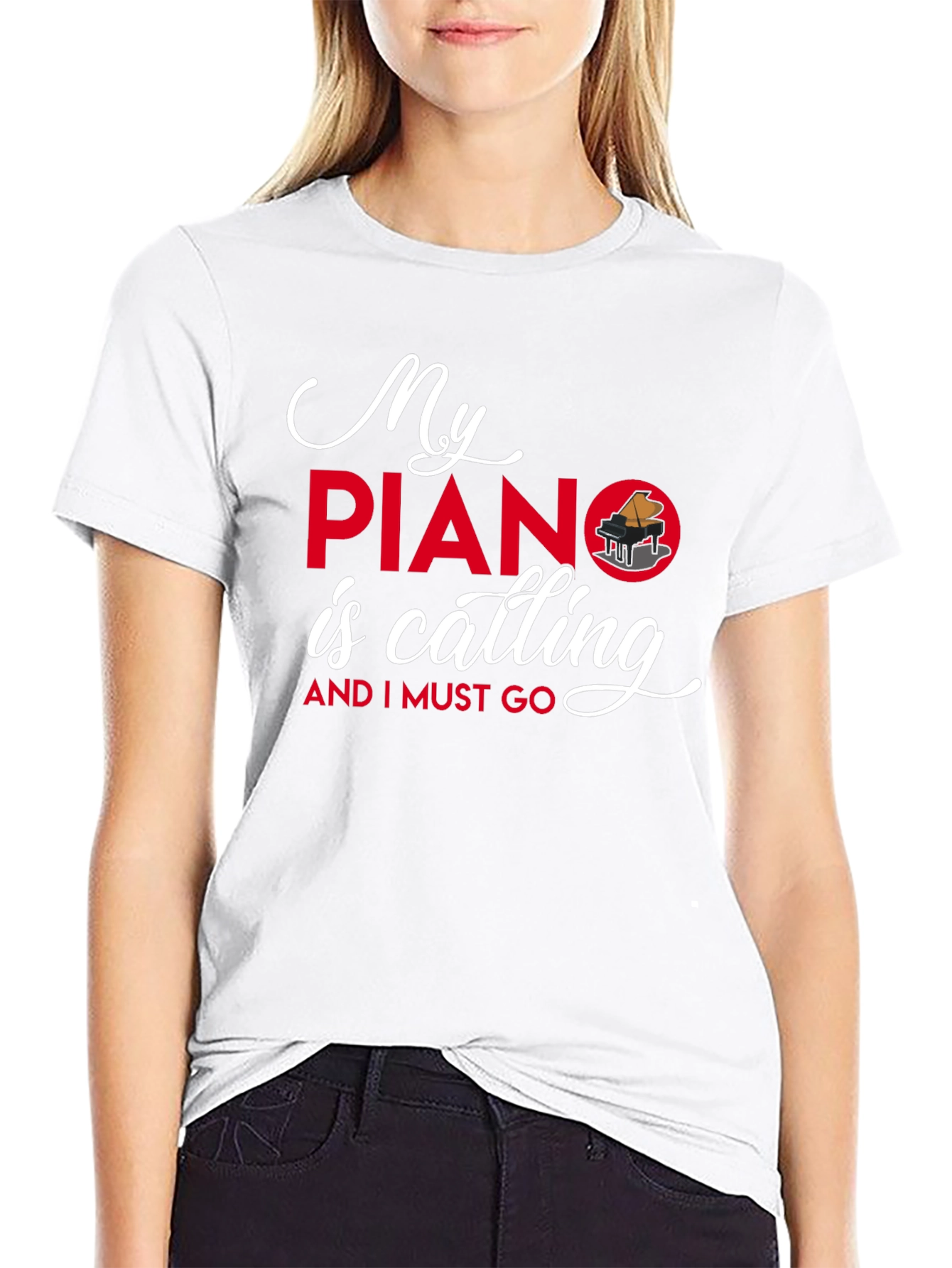 My Piano is Calling Black T-Shirt