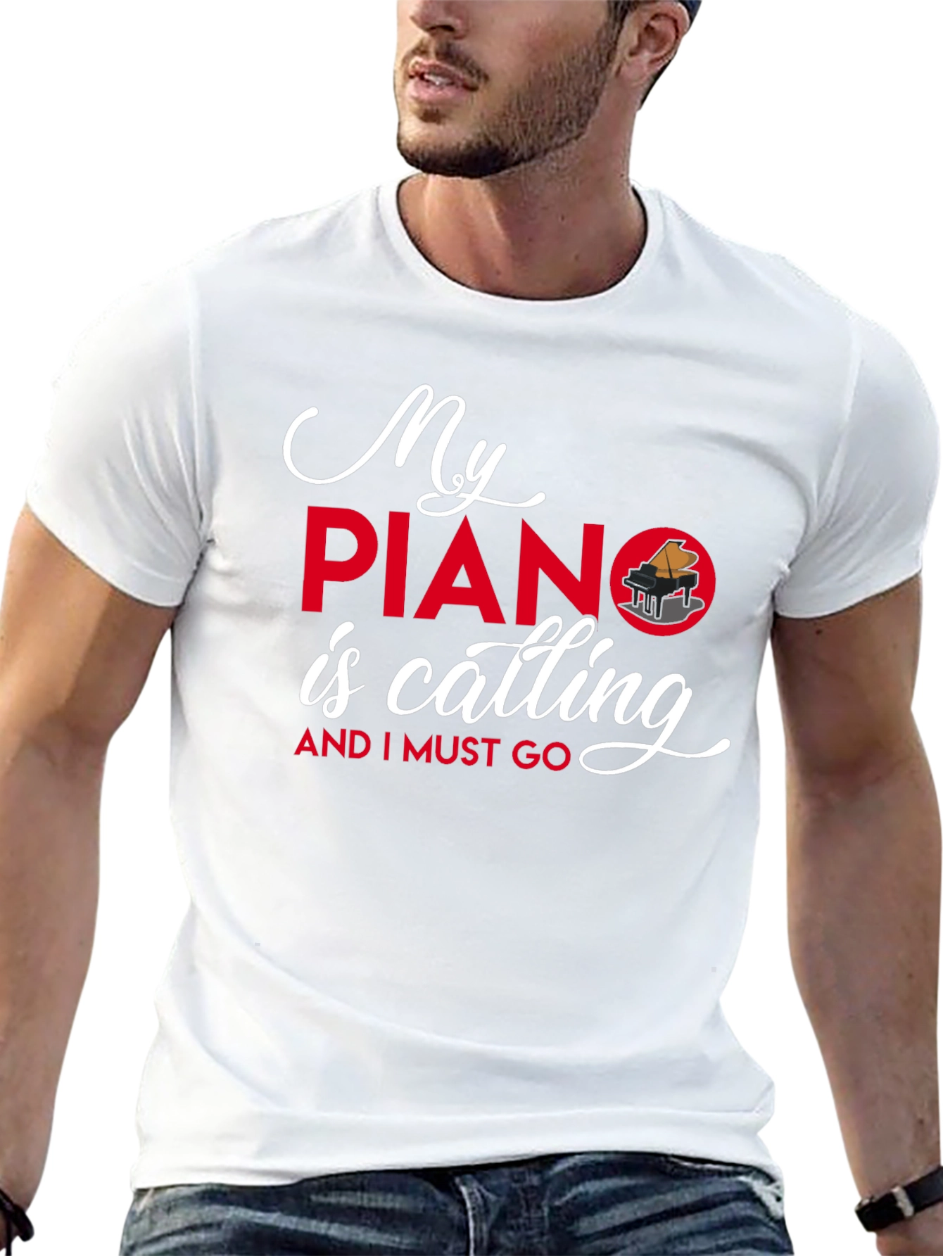 My Piano is Calling Black T-Shirt
