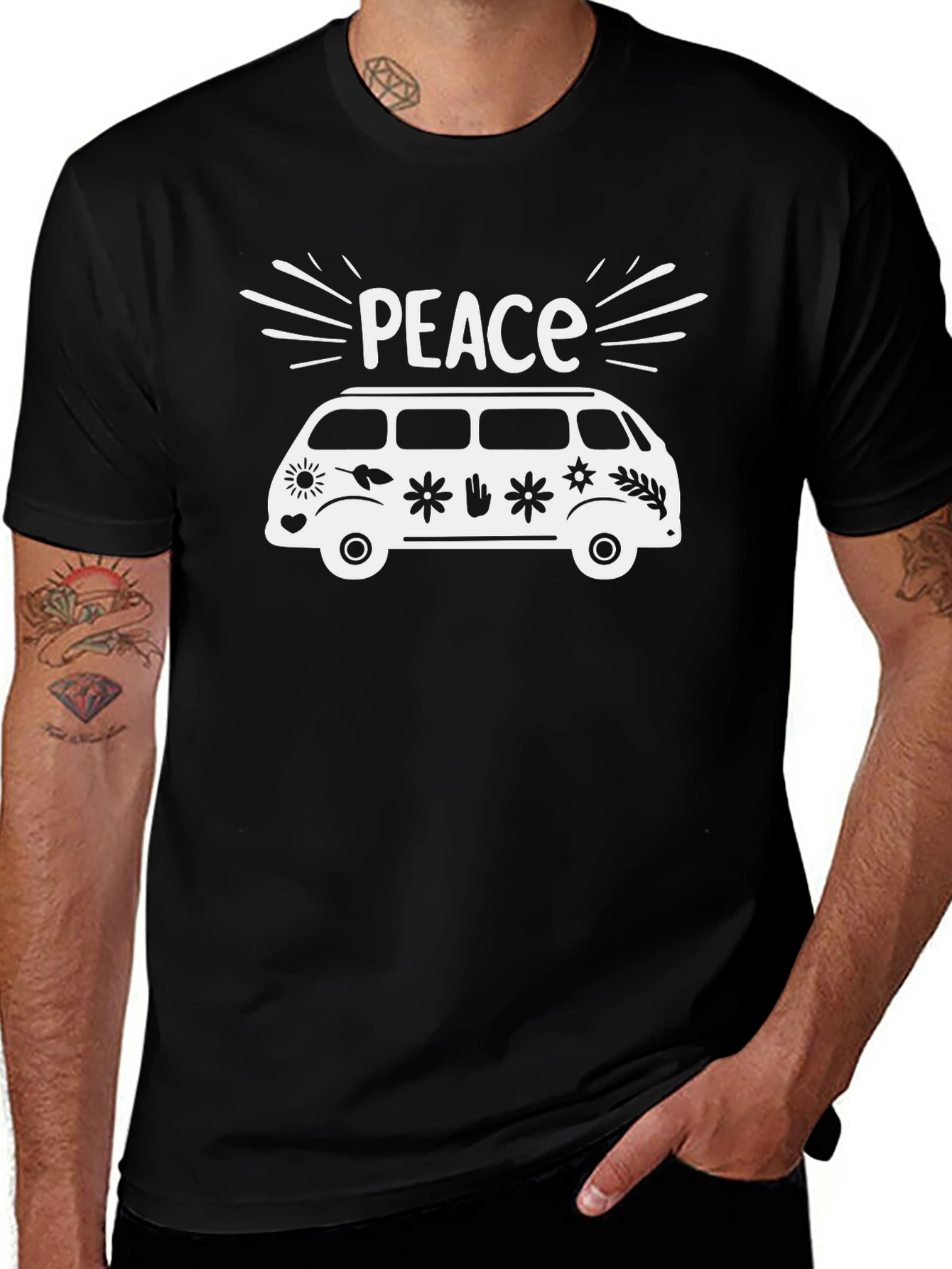 Peace Van Graphic T-Shirt - Retro Hippie Tee