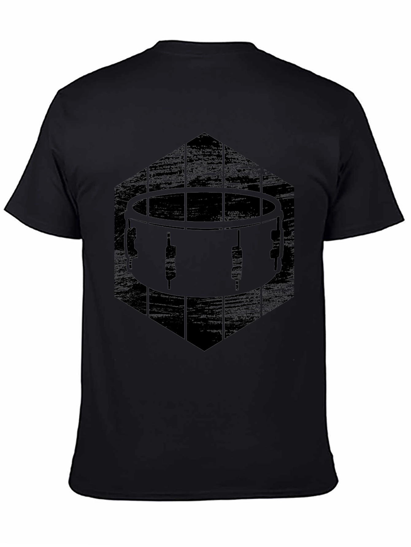 Drum Graphic T-Shirt - Black Crew Neck Tee