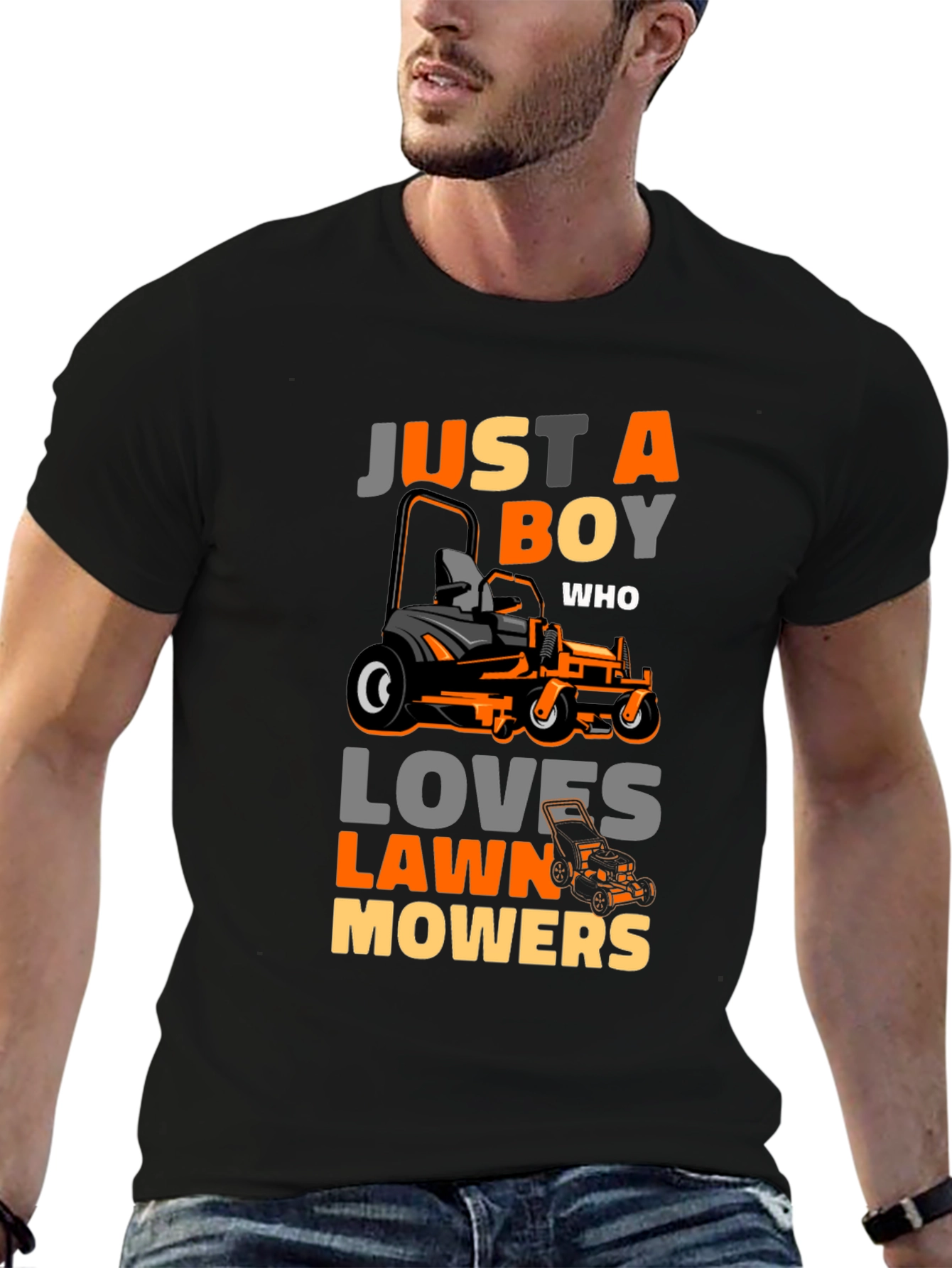 Just A Boy Who Loves Lawn Mowers Graphic Tee