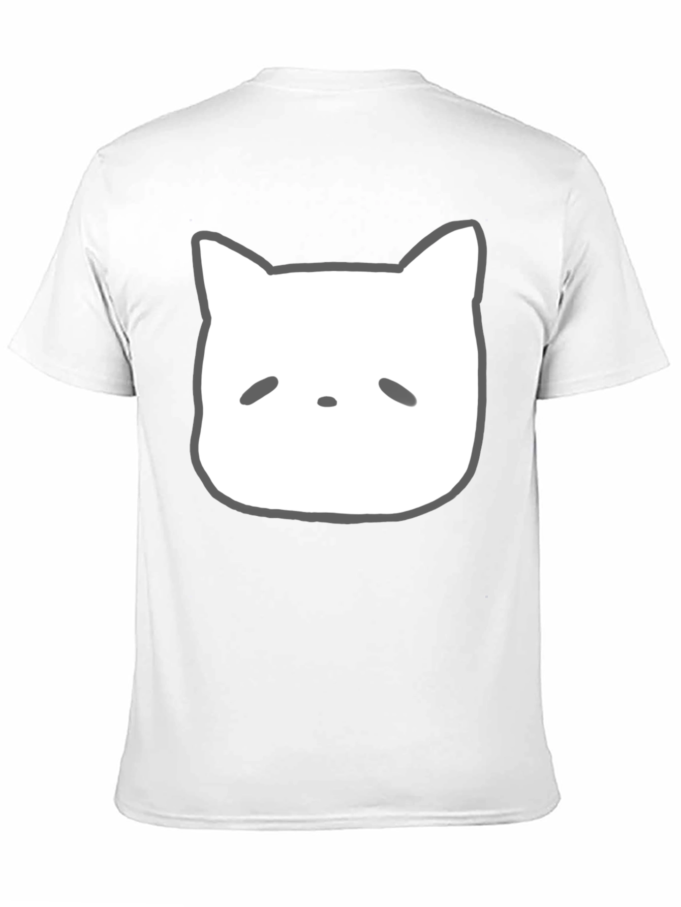Cute Cartoon Cat Face Black T-Shirt