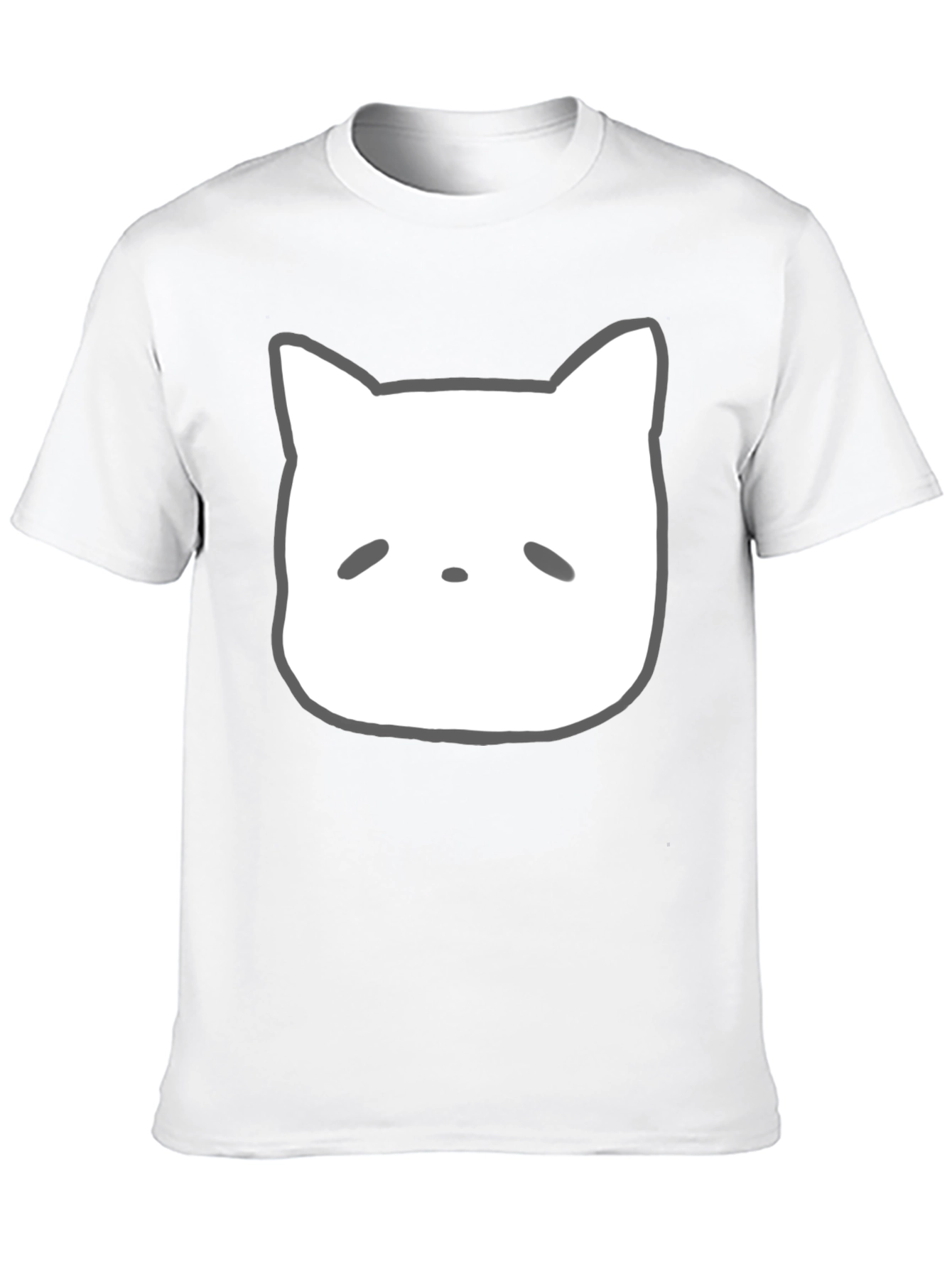 Cute Cartoon Cat Face Black T-Shirt