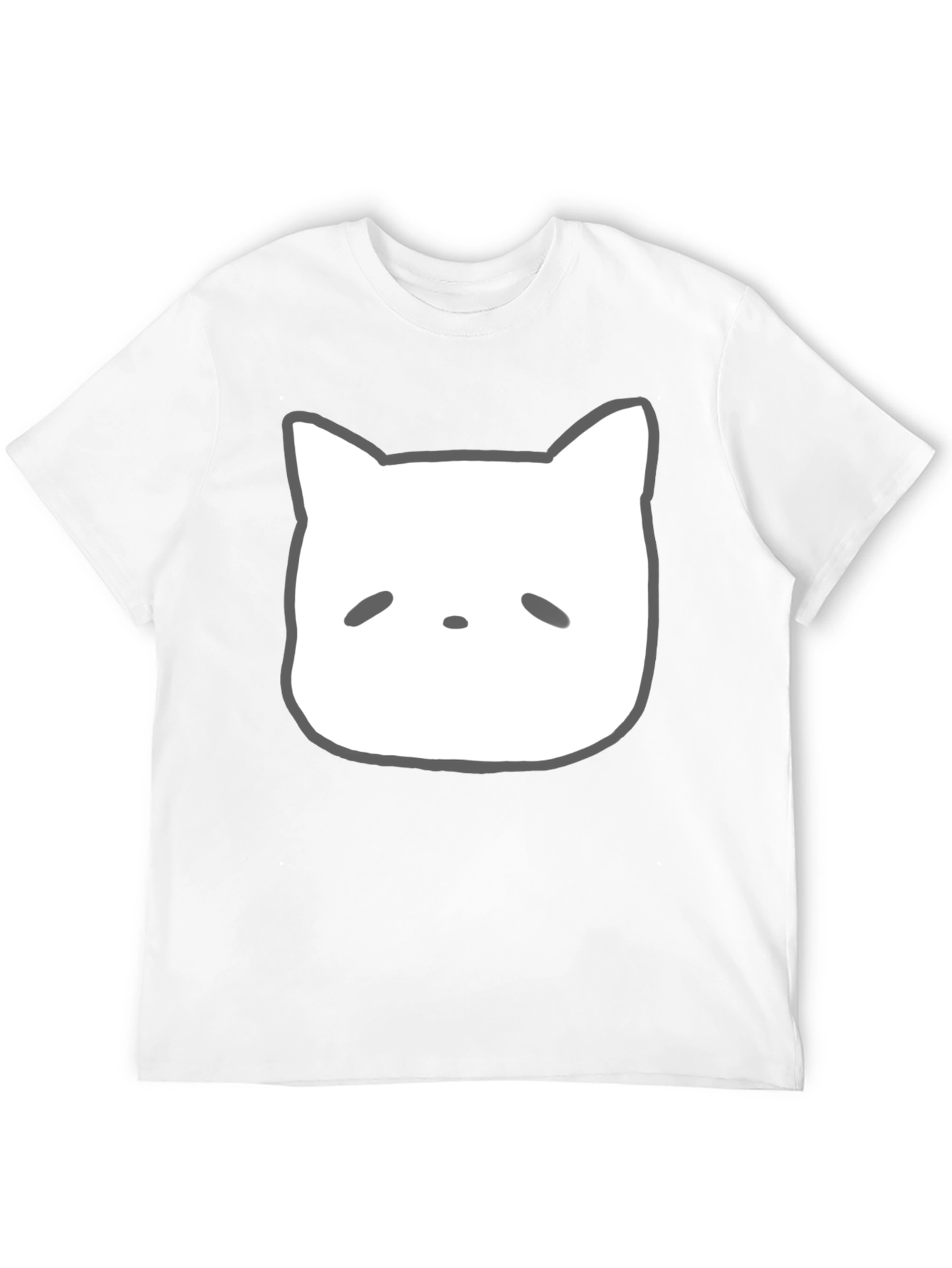 Cute Cartoon Cat Face Black T-Shirt
