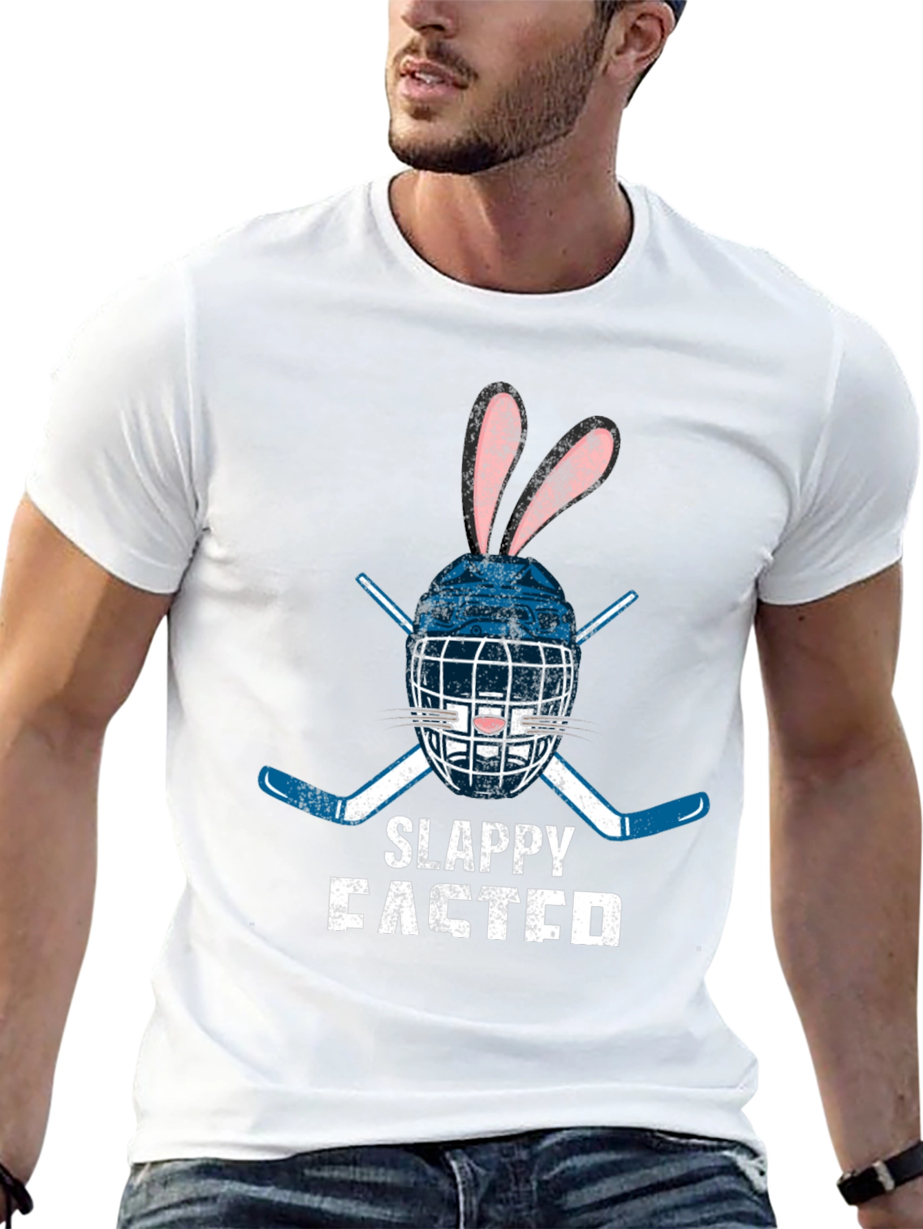 Slappy Easter Hockey Bunny Graphic Tee