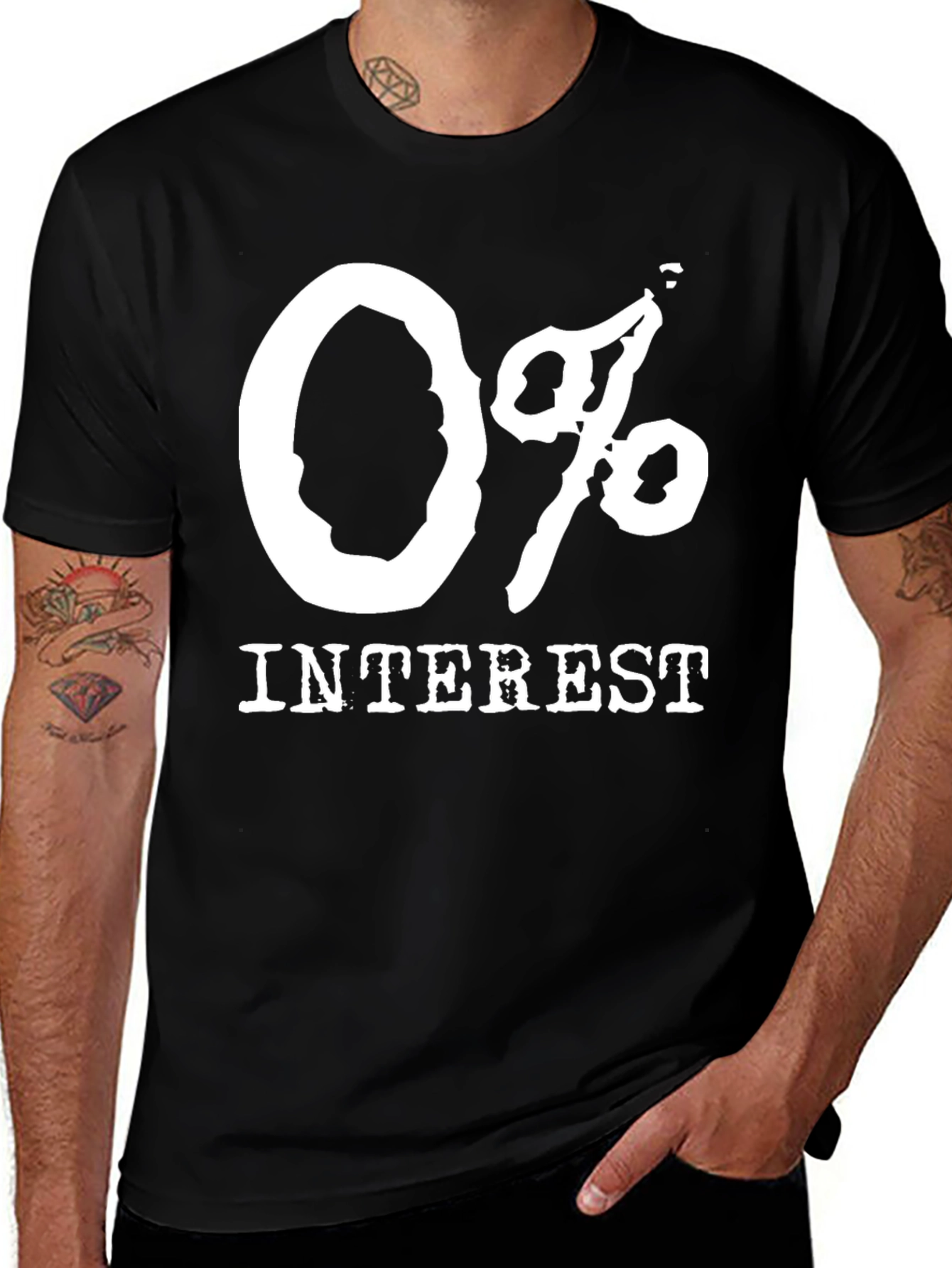 0% Interest Black T-Shirt