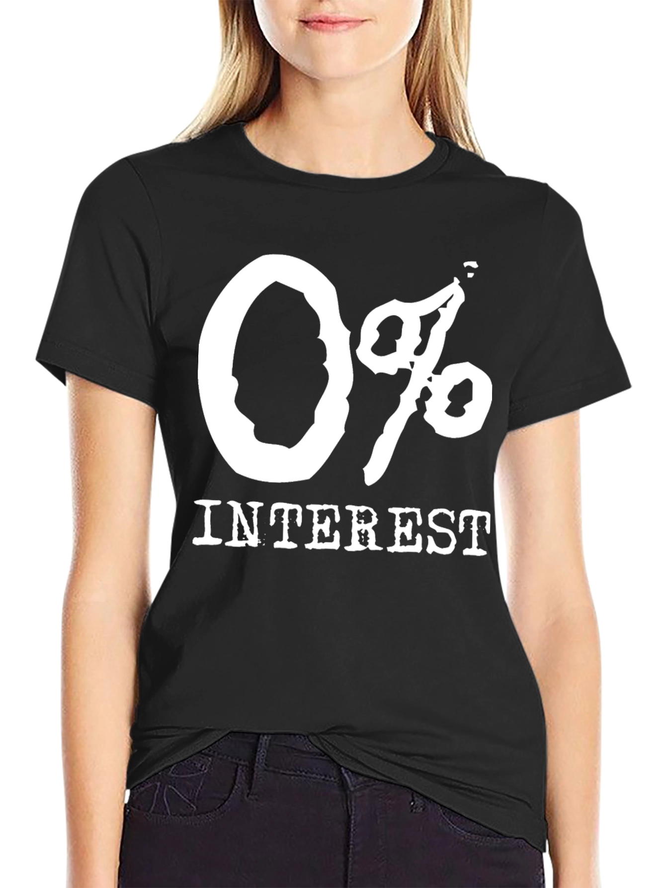 0% Interest Black T-Shirt