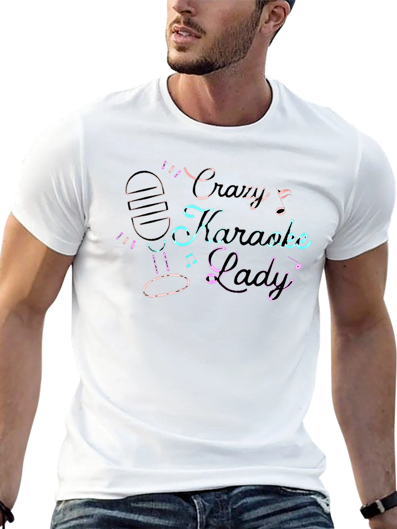 Crazy Karaoke Lady Black T-Shirt