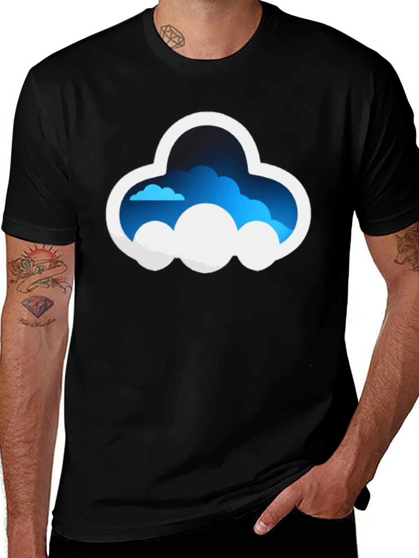Cloud Graphic Tee - Stylish Black Cotton T-Shirt