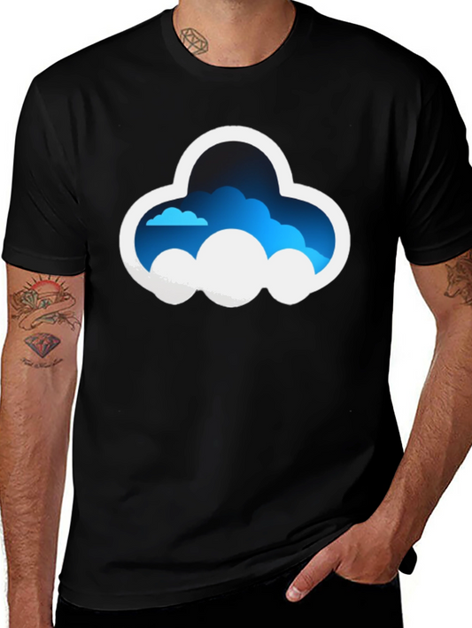 Cloud Graphic Tee - Stylish Black Cotton T-Shirt