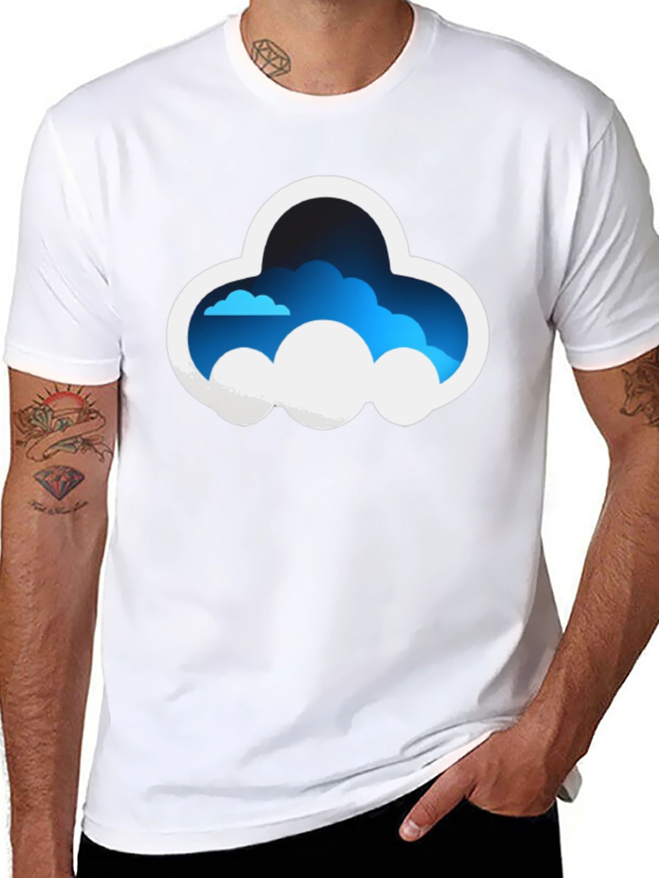 Cloud Graphic Tee - Stylish Black Cotton T-Shirt