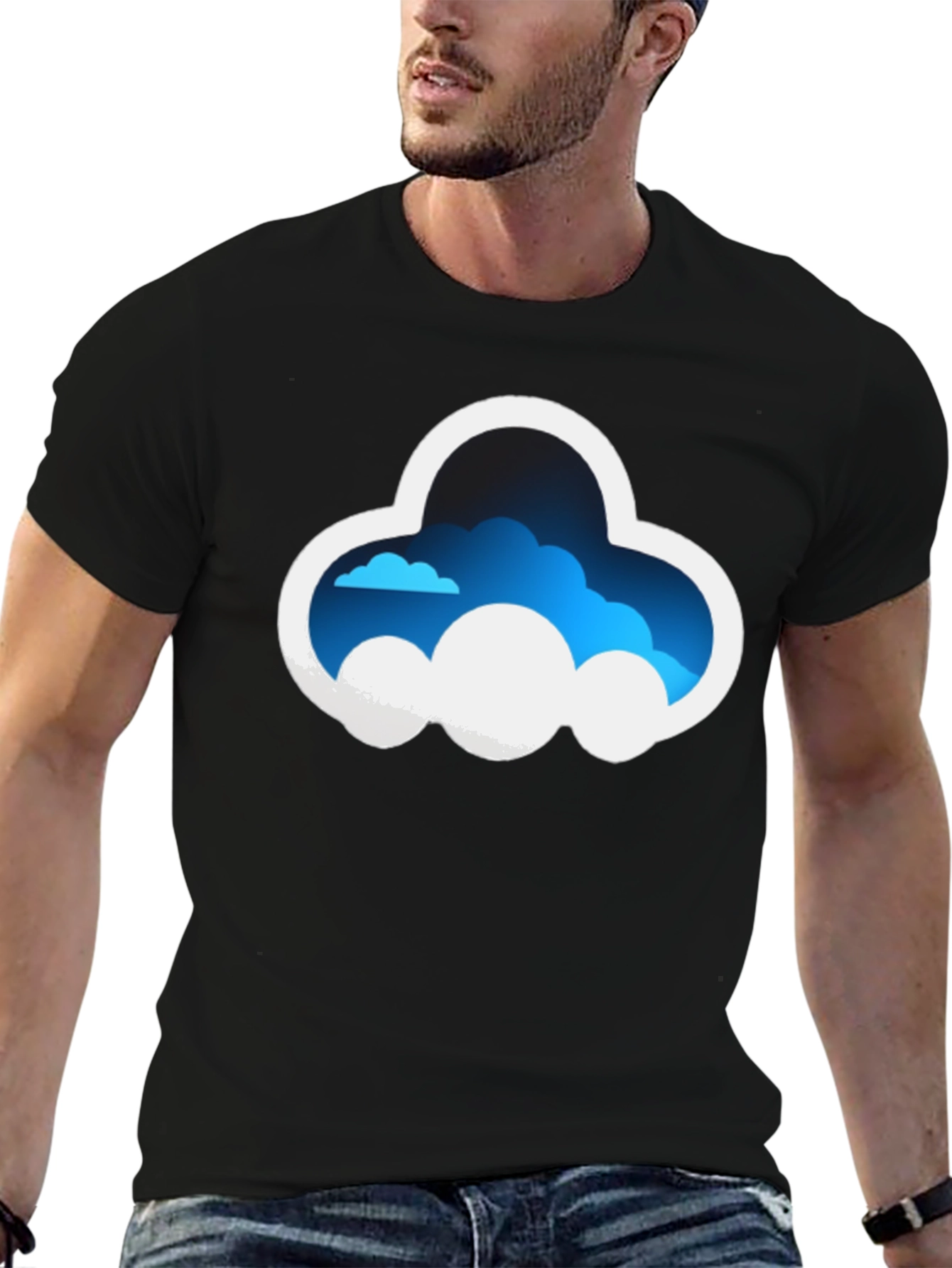 Cloud Graphic Tee - Stylish Black Cotton T-Shirt