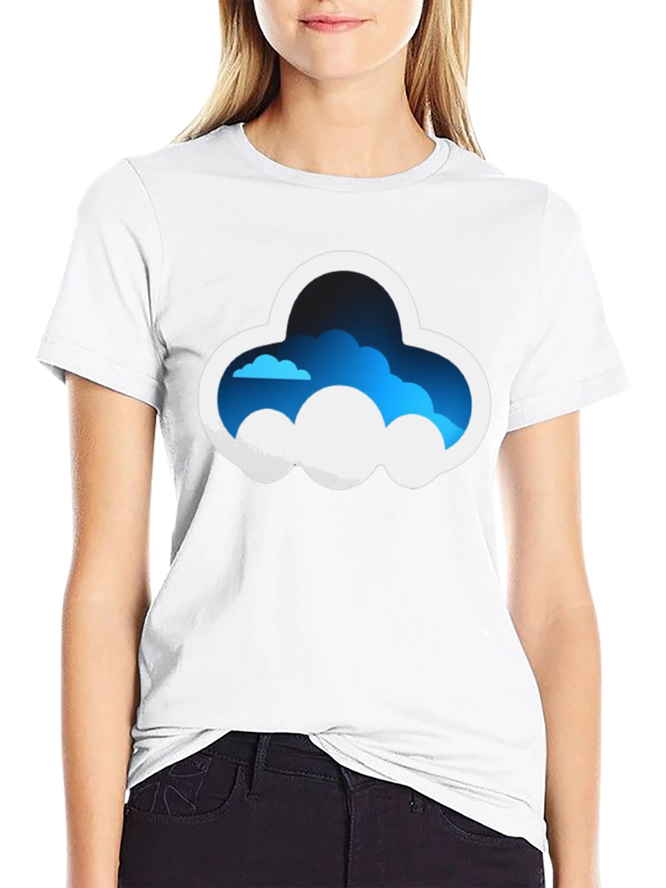 Cloud Graphic Tee - Stylish Black Cotton T-Shirt