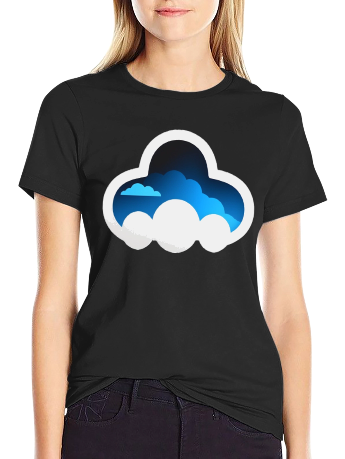Cloud Graphic Tee - Stylish Black Cotton T-Shirt