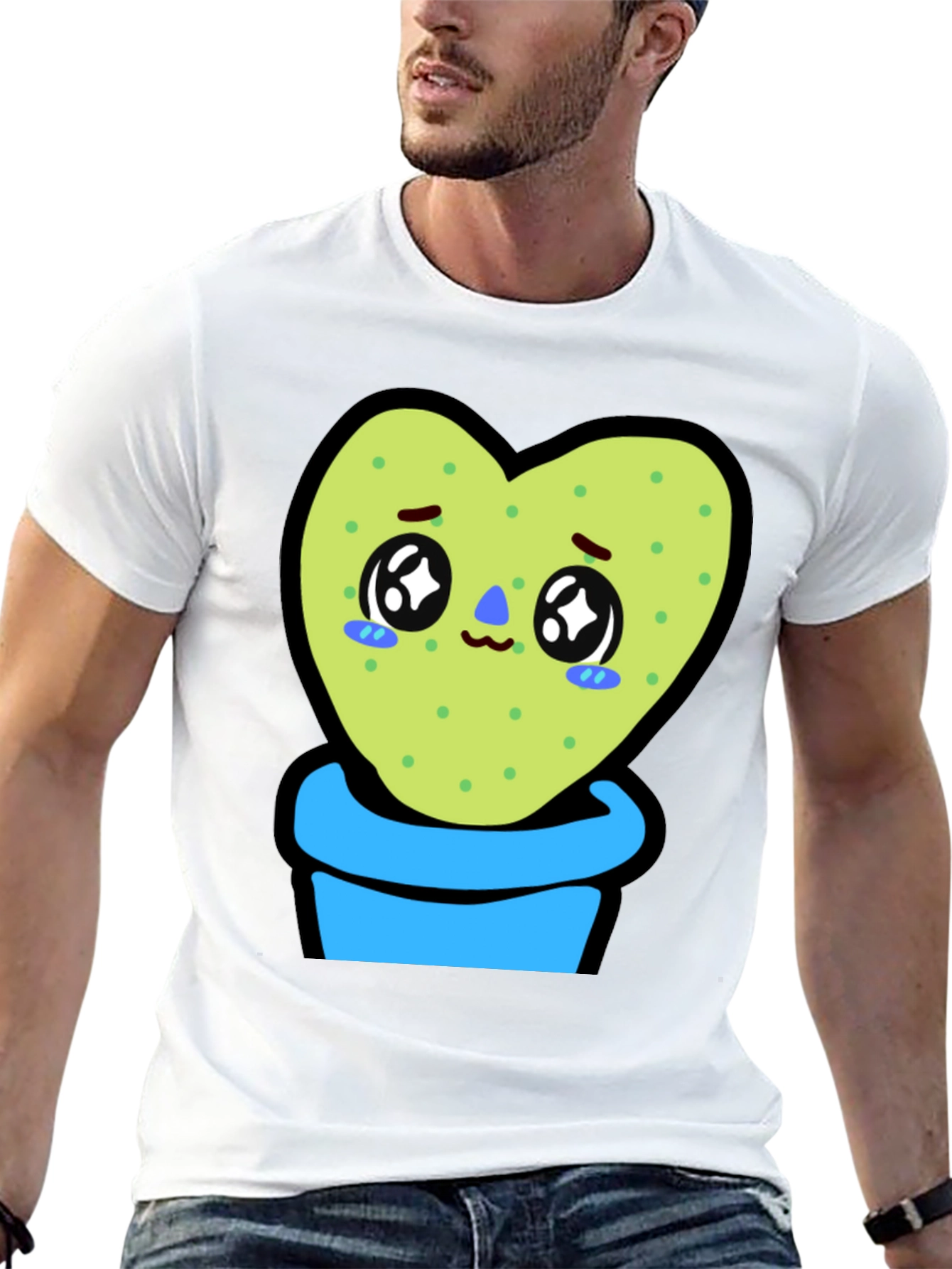 Sad Cactus Heart T-Shirt - Kawaii Style