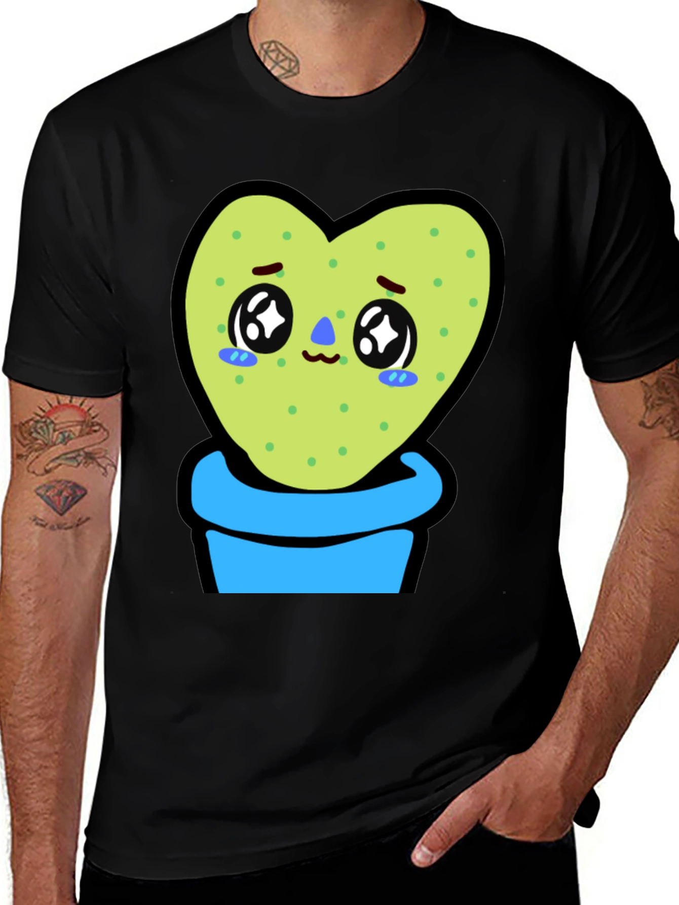 Sad Cactus Heart T-Shirt - Kawaii Style