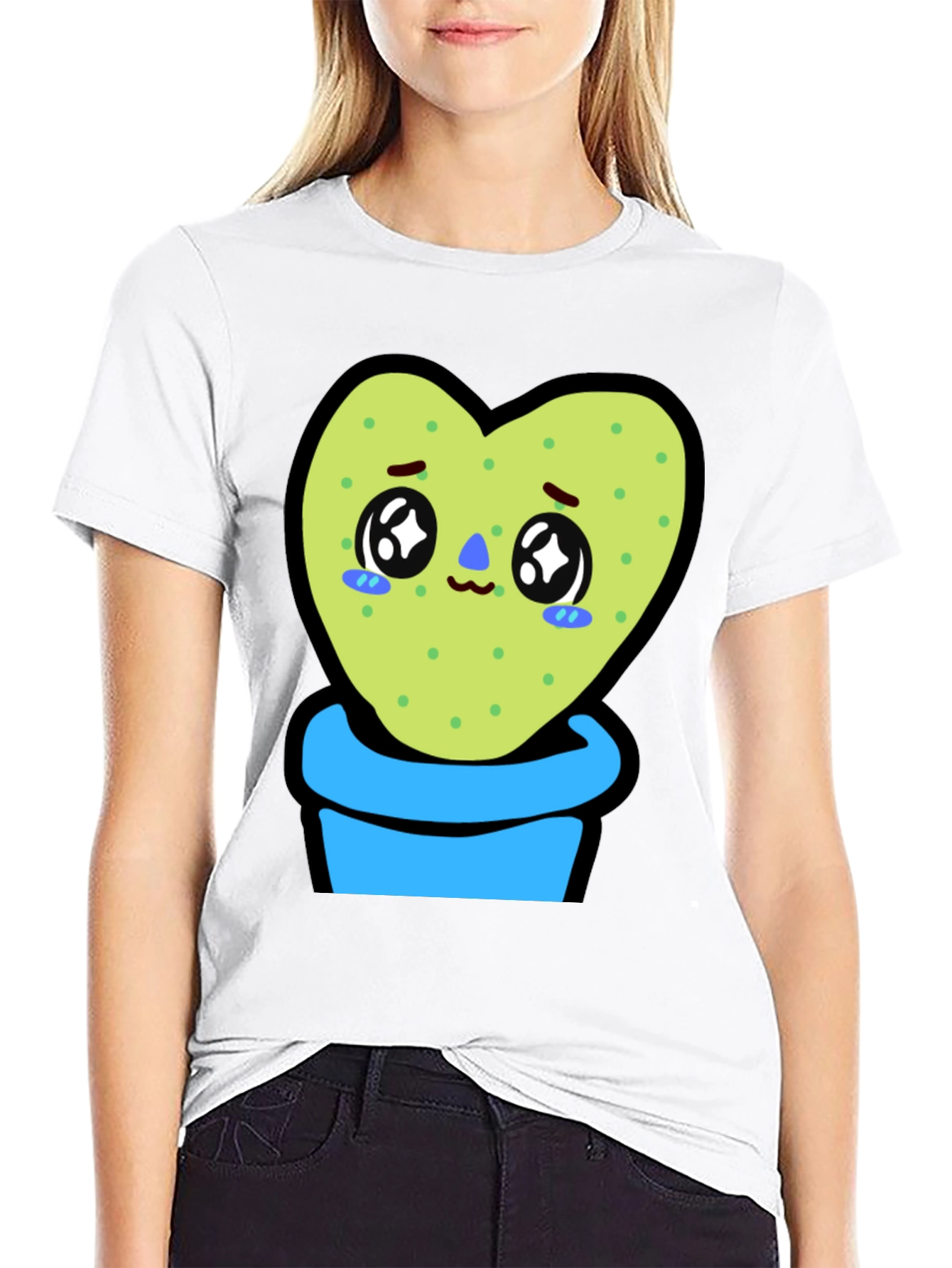 Sad Cactus Heart T-Shirt - Kawaii Style