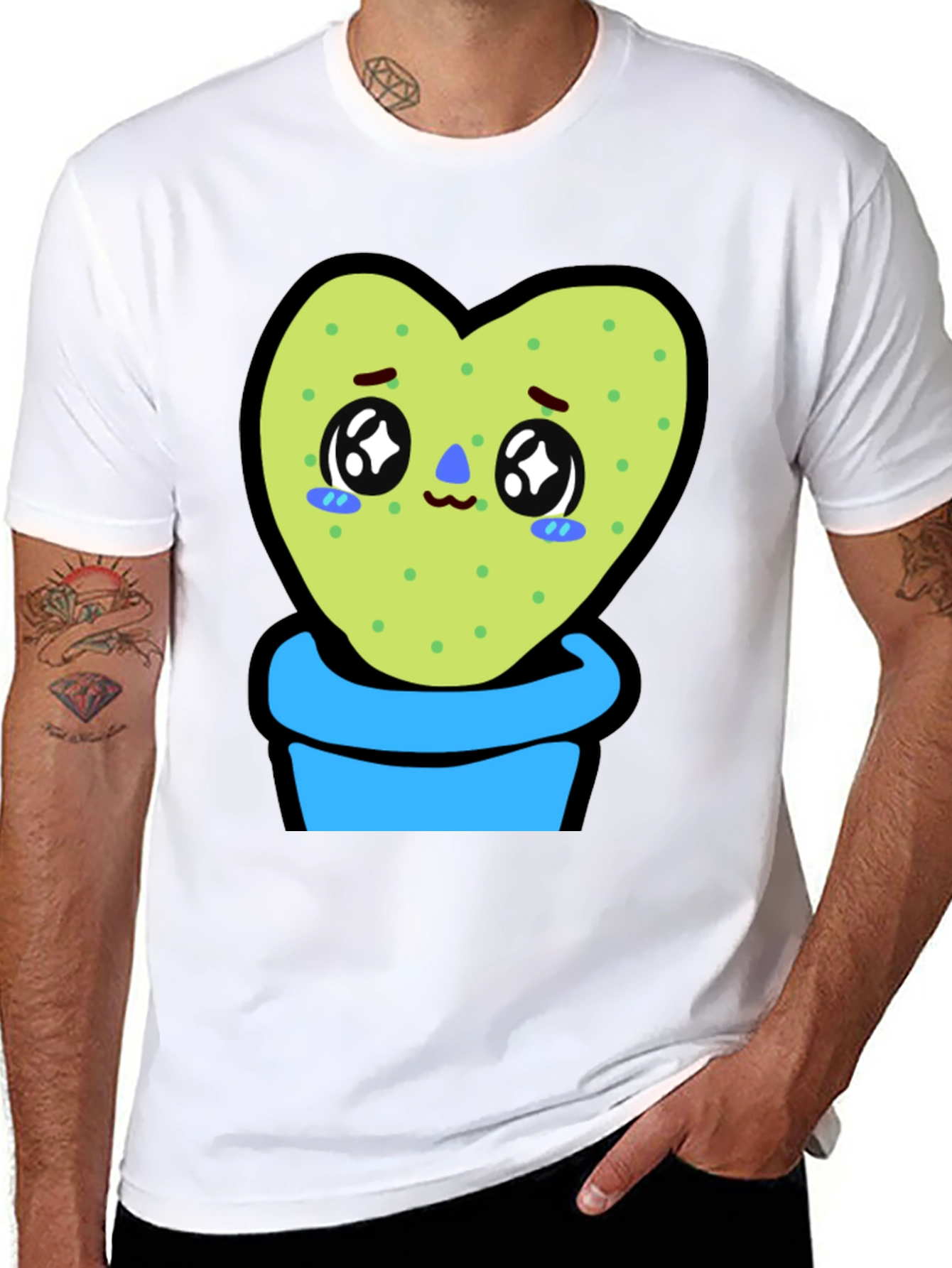 Sad Cactus Heart T-Shirt - Kawaii Style