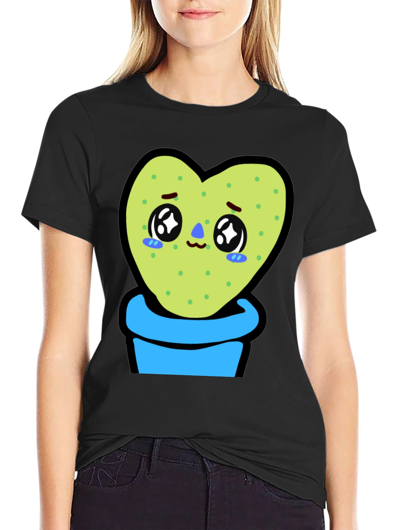 Sad Cactus Heart T-Shirt - Kawaii Style