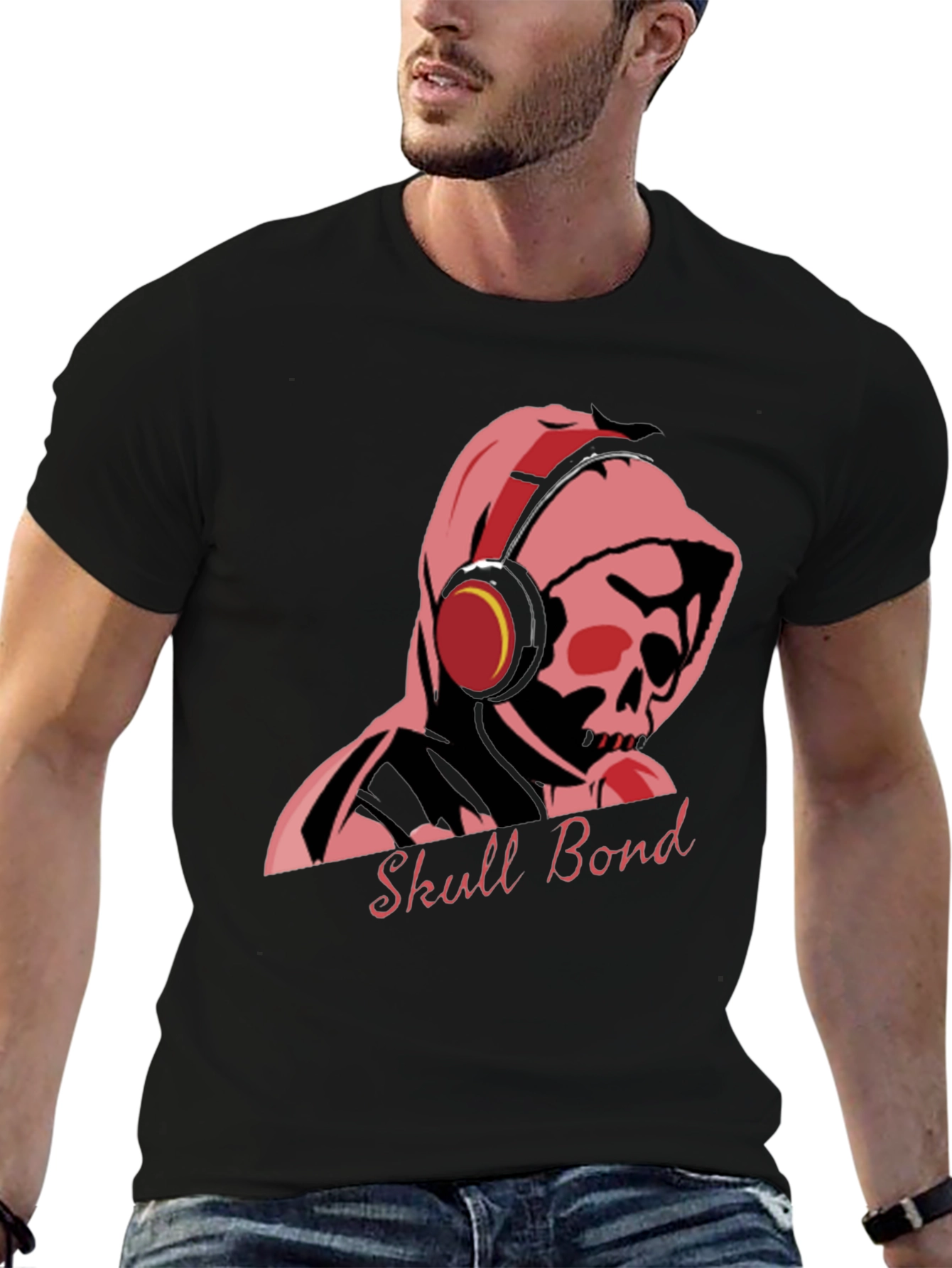 Skull Bond Graphic Tee - Cool Black Cotton T-Shirt