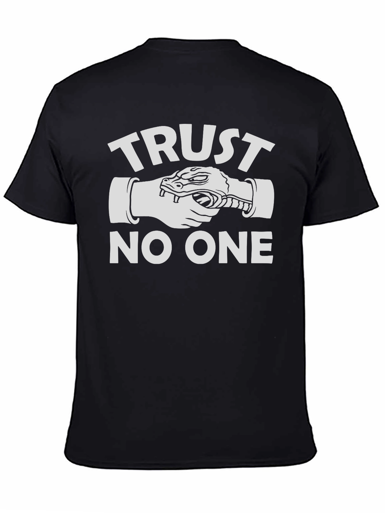 Trust No One Snake Handshake Black Graphic Tee