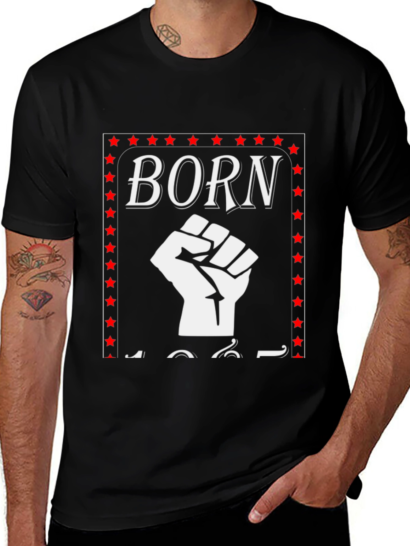 Born in 1961 Fist Graphic Tee - Black