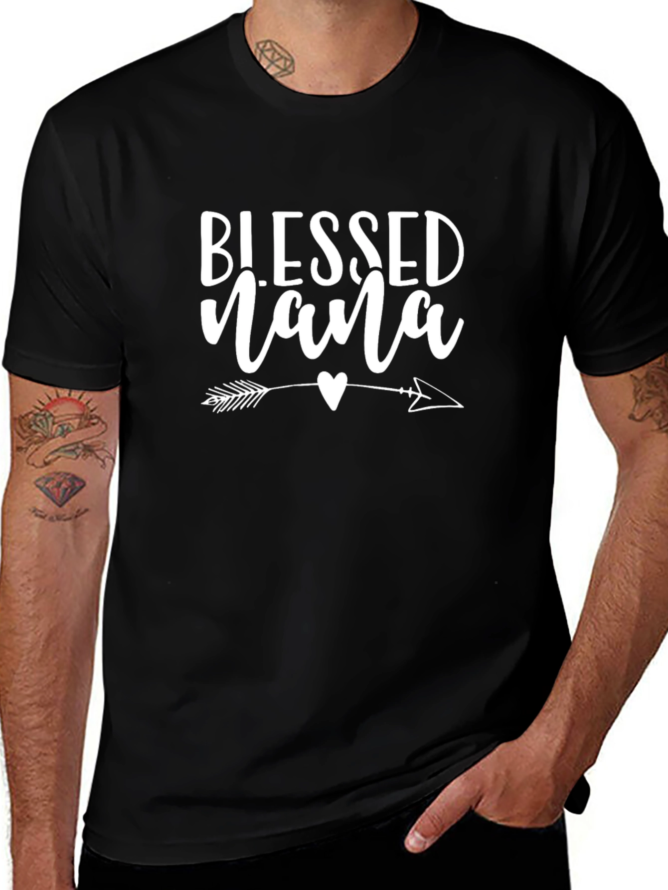 Blessed Nana T-Shirt - Cute Arrow Heart Design